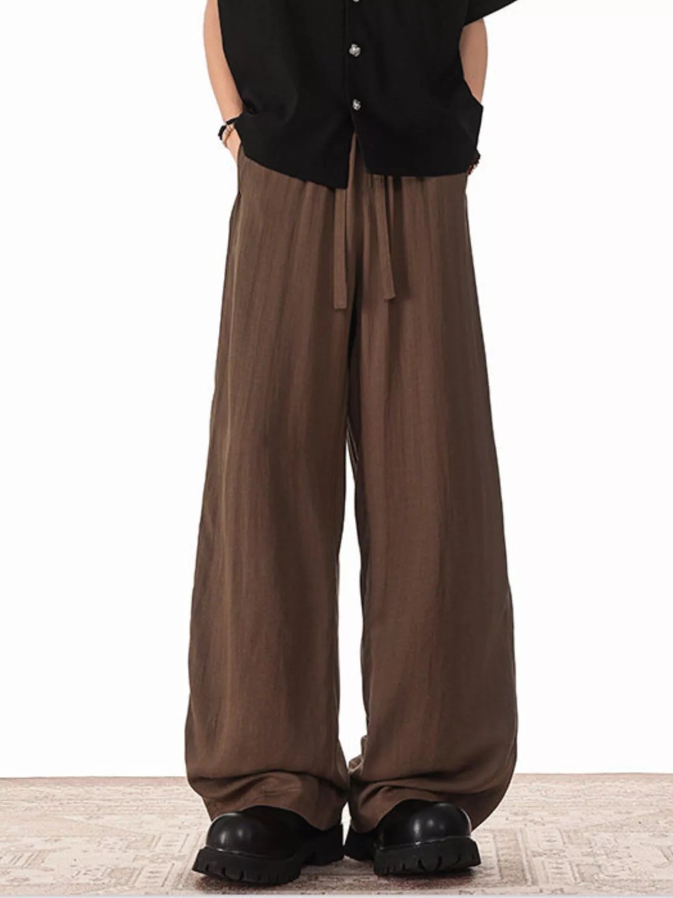 Men's Plus Size Wide Leg Drawstring Pants - URBANPICK FASHION