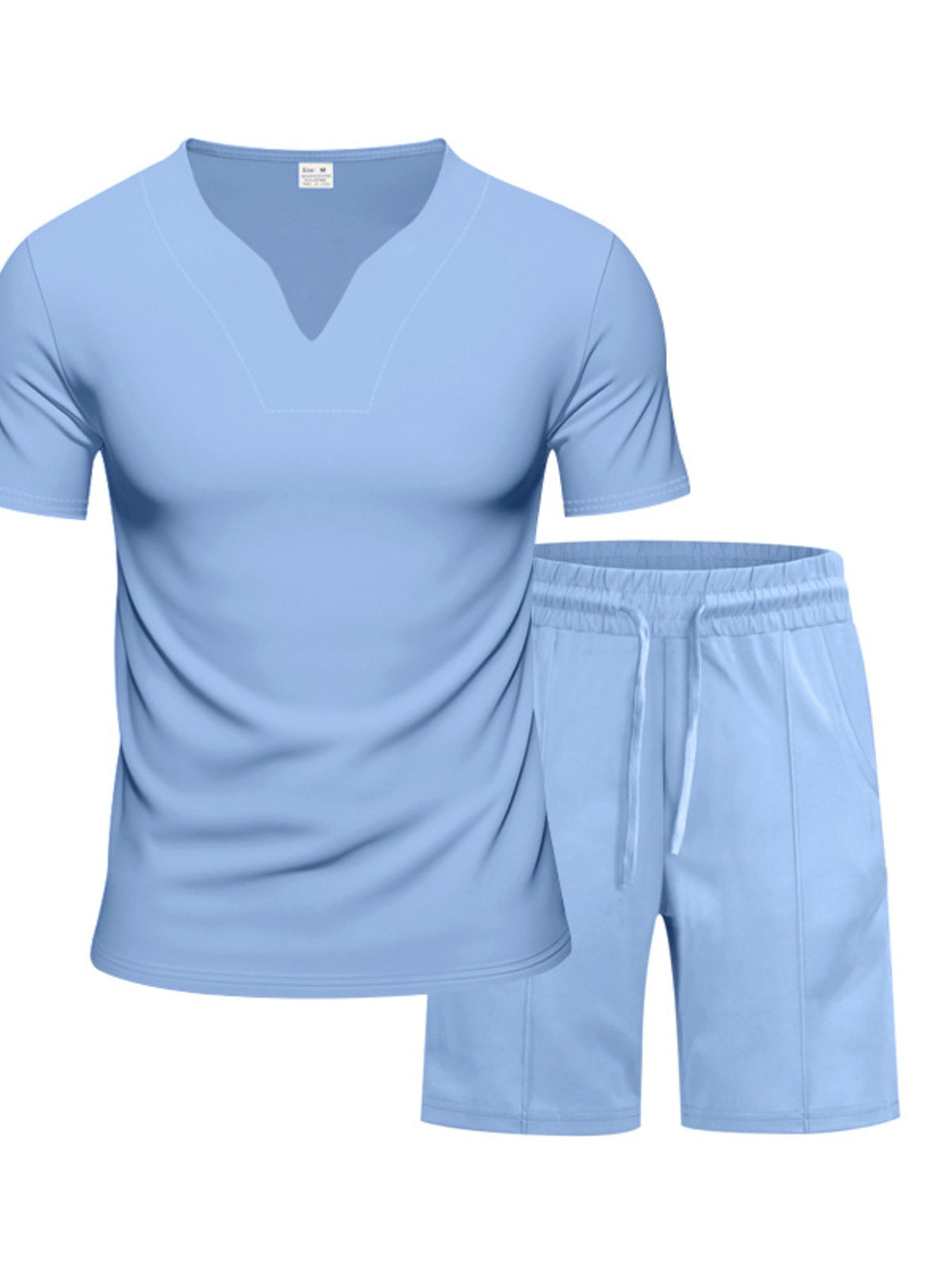 Men's Full Size V-Neck Short Sleeve T-Shirt and Shorts Set Plus Size - URBANPICK FASHION