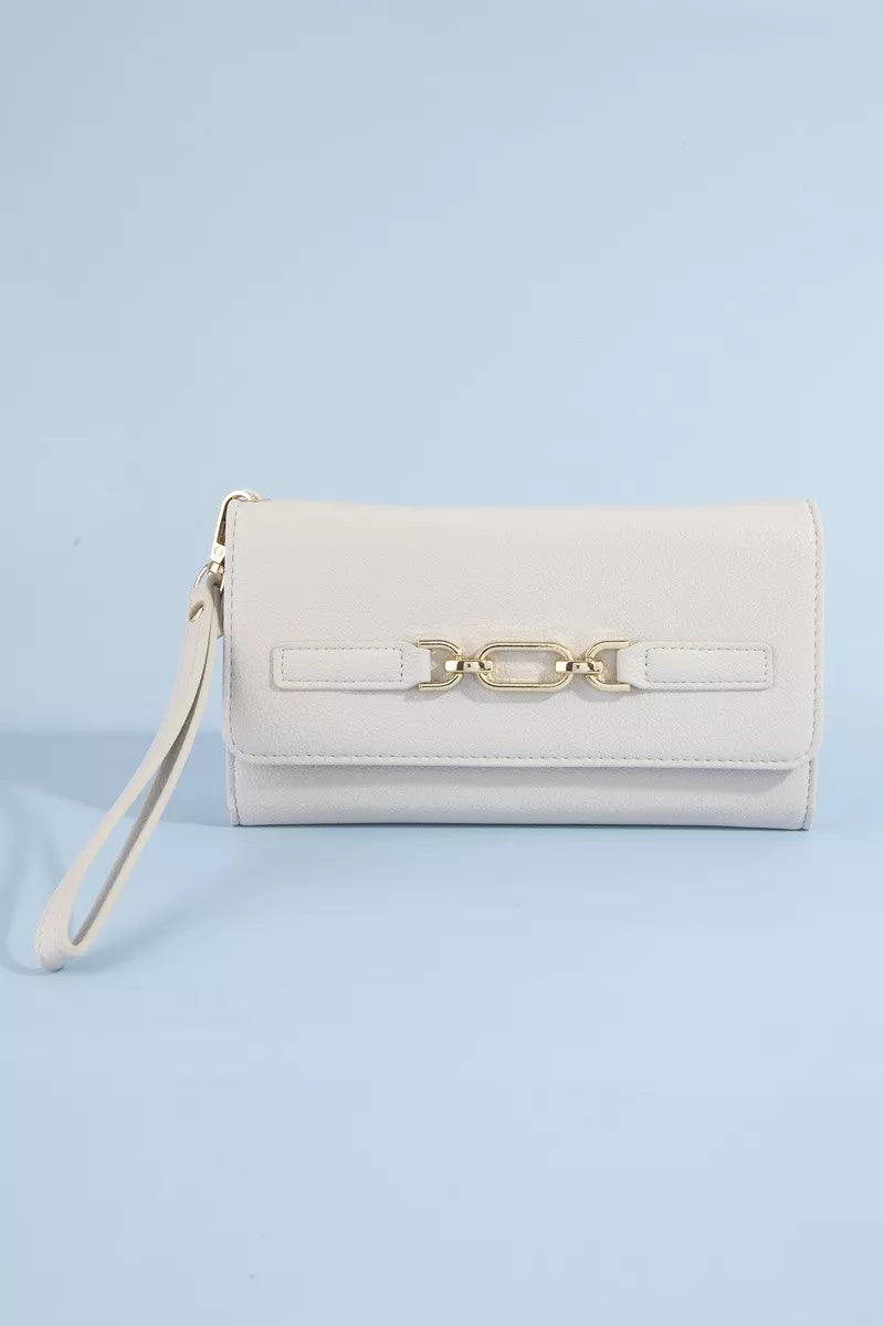 Fame Vegan Leather Chain Buckle Wristlet Wallet - URBANPICK FASHION