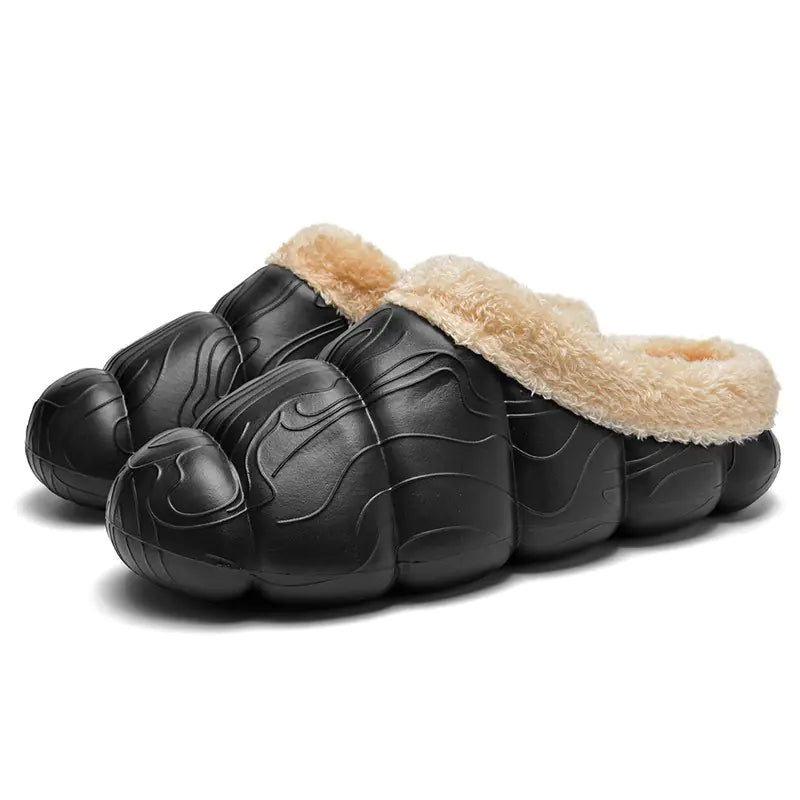 Fleece-lined Contrast Color Cotton Slippers for Home - URBANPICK FASHION