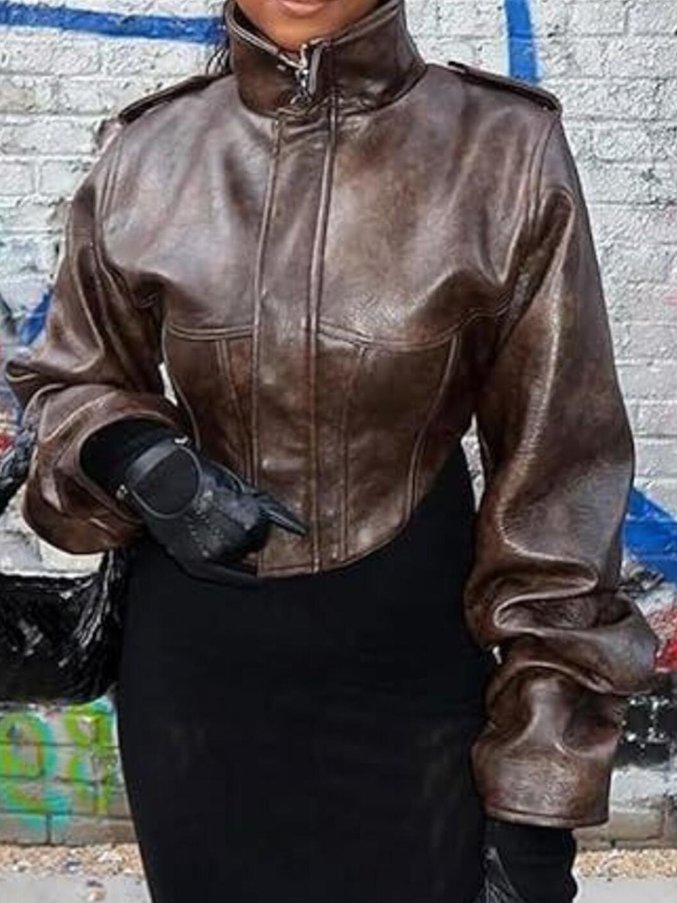 Vintage Style Slim Fit Leather Jacket - URBANPICK FASHION