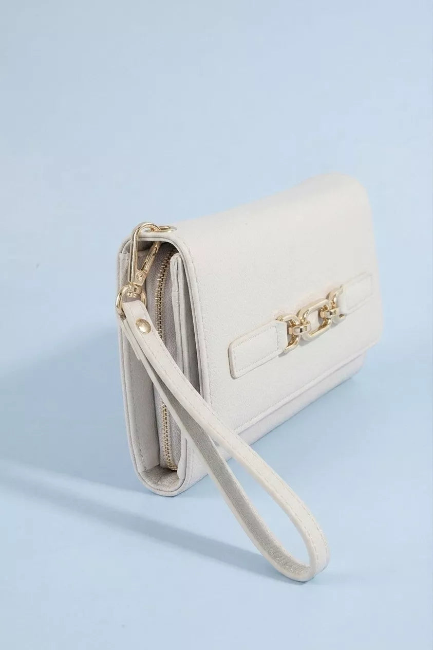Fame Vegan Leather Chain Buckle Wristlet Wallet - URBANPICK FASHION