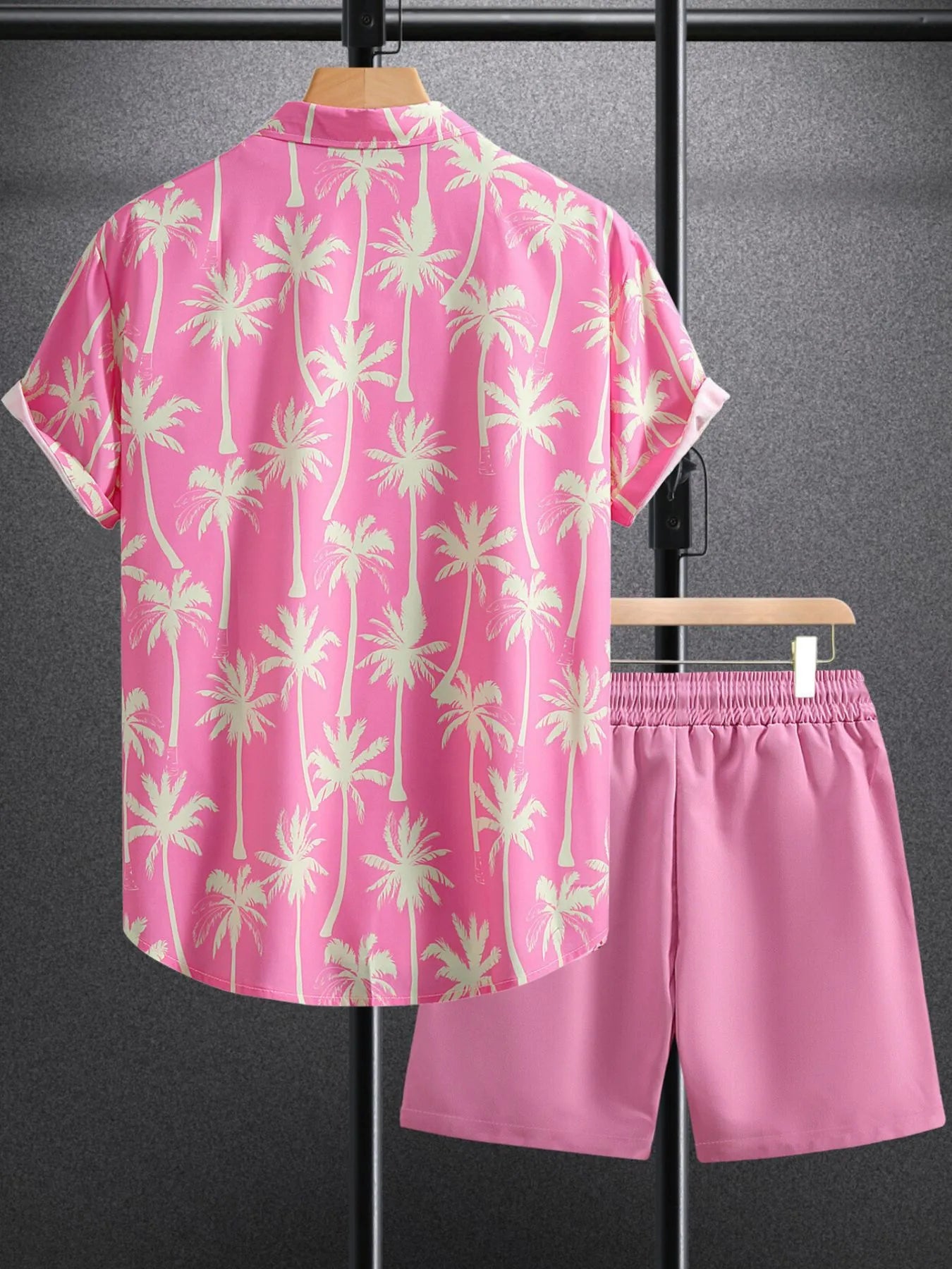 Men's Palm Tree Print Top and Shorts Summer Set - URBANPICK FASHION