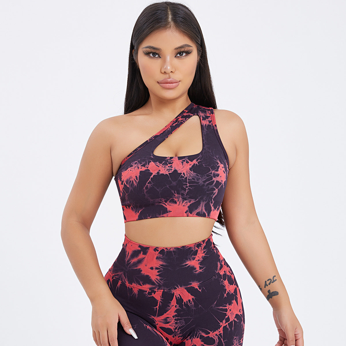 Seamless One-Shoulder Bra & Scrunch Leggings Set - High Waisted Yoga Pants - URBANPICK FASHION