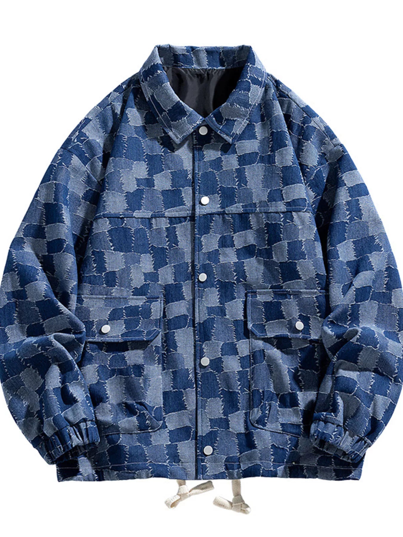 Men's Full Size Snap Down Denim Jacket Plus Size - URBANPICK FASHION