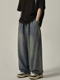 Men's Plus Size Vintage Wash Wide Leg Jeans - URBANPICK FASHION