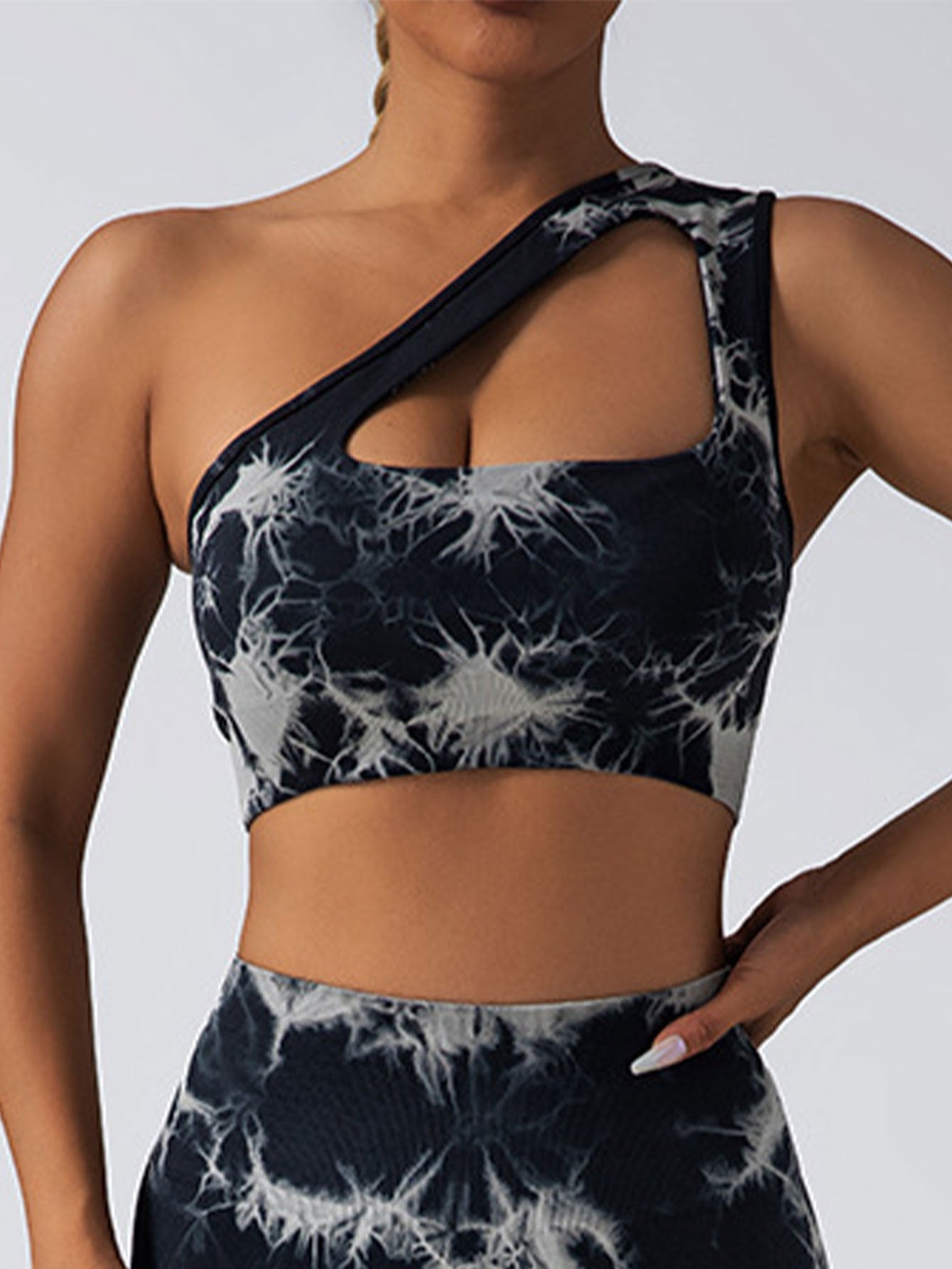 Seamless One-Shoulder Bra & Scrunch Leggings Set - High Waisted Yoga Pants - URBANPICK FASHION