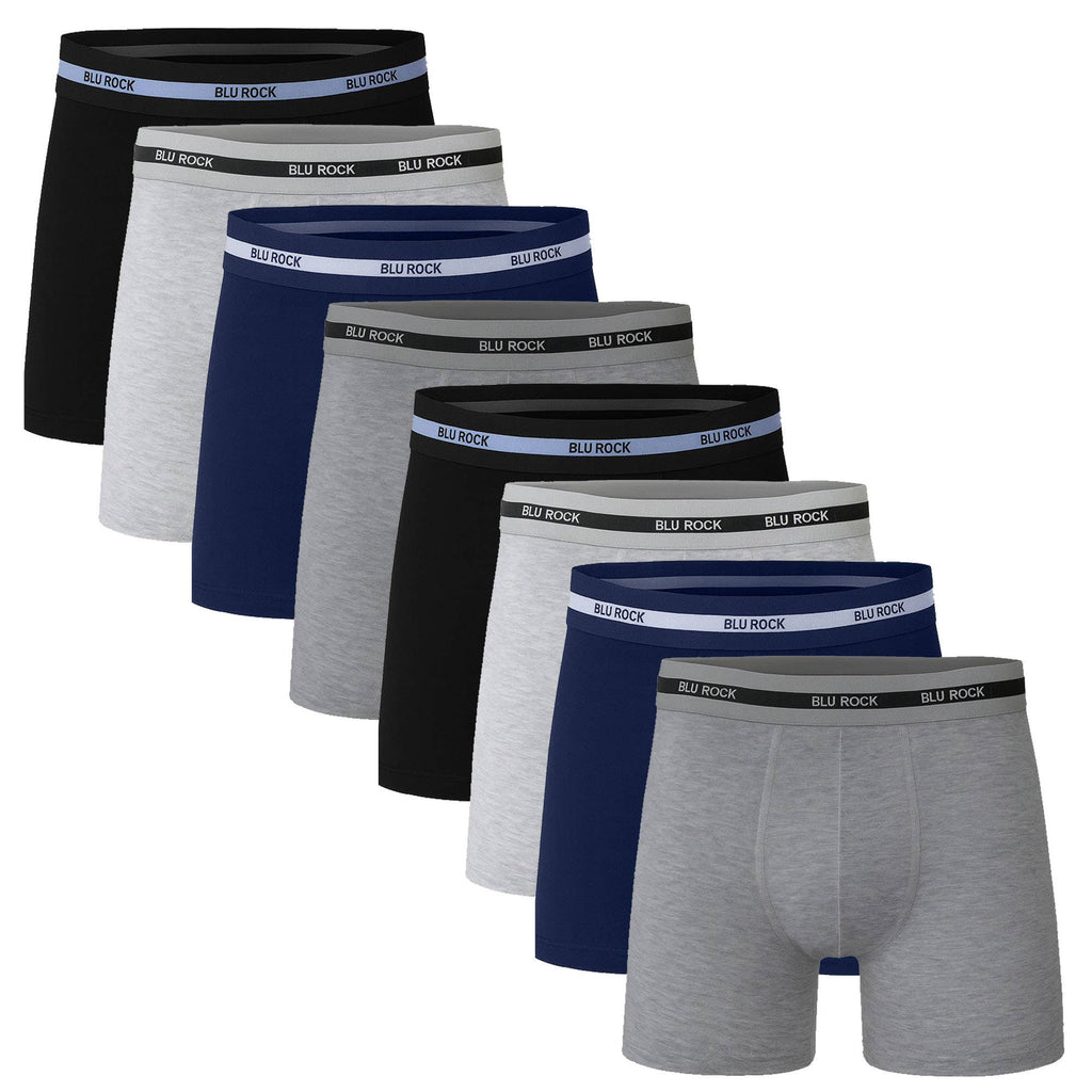 Men's 8-Pack Cotton Stretch Boxer Briefs (S-2XL): Charcoal/Navy/Black/Aqua/Red/Heather Grey / M