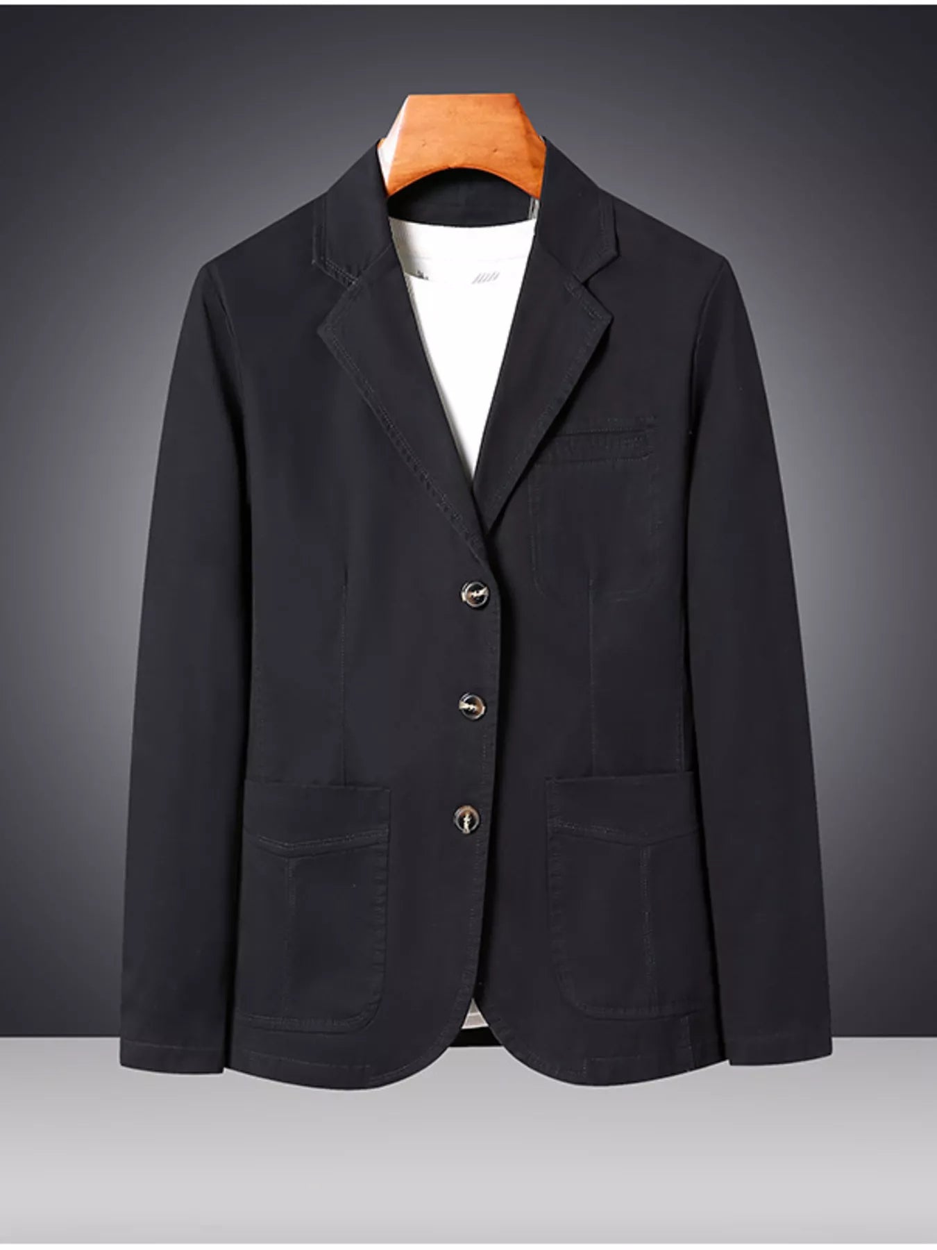 Men's Plus Size Lapel Collar Long Sleeve Blazer - URBANPICK FASHION
