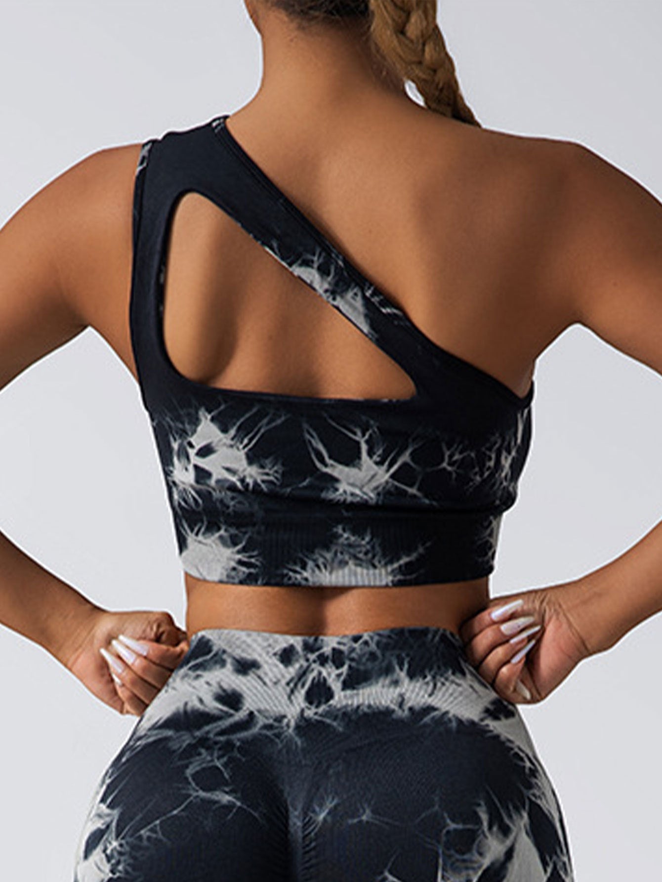 Seamless One-Shoulder Bra & Scrunch Leggings Set - High Waisted Yoga Pants - URBANPICK FASHION