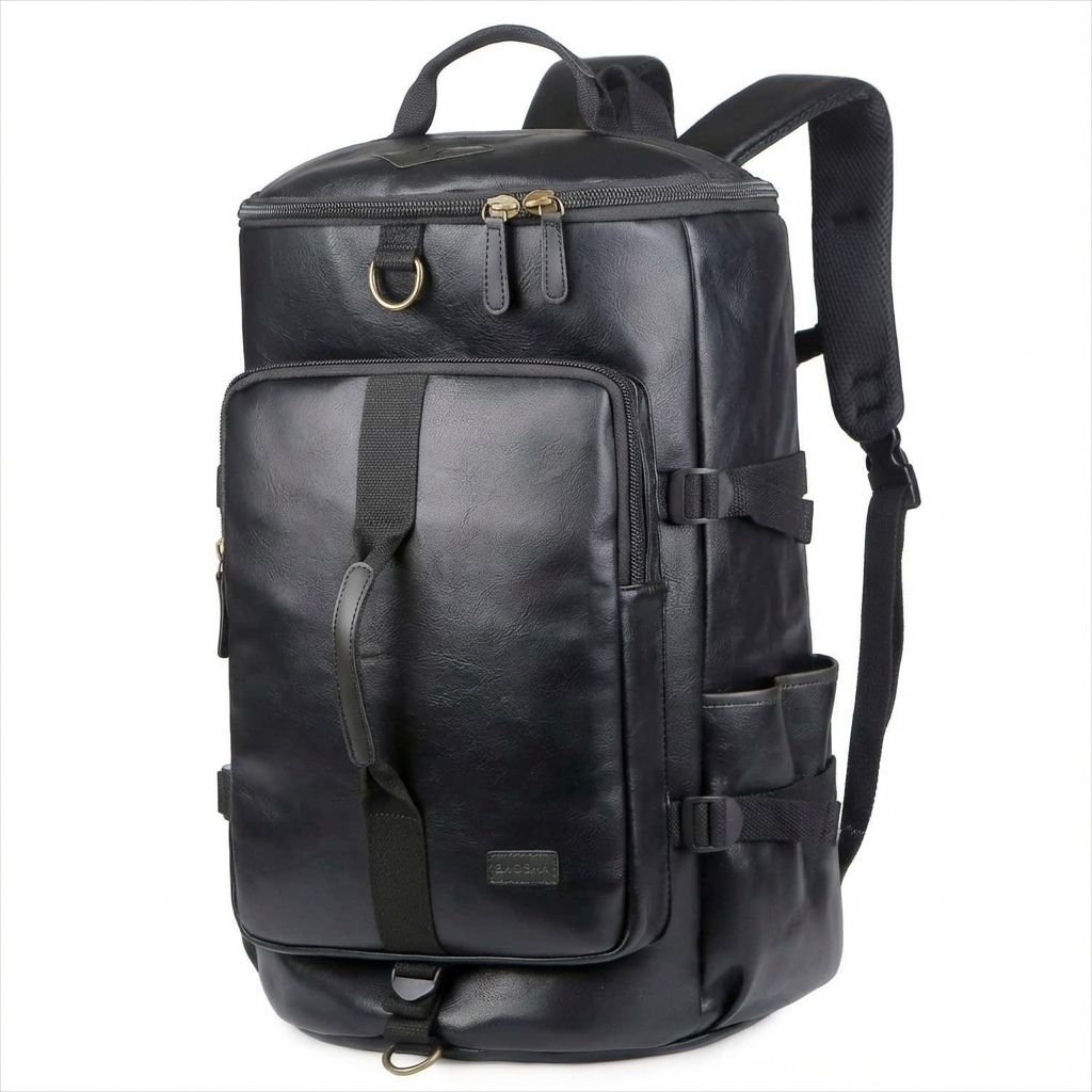 Men's Vegan Leather Duffel Bag – Convertible 40L Travel - URBANPICK FASHION
