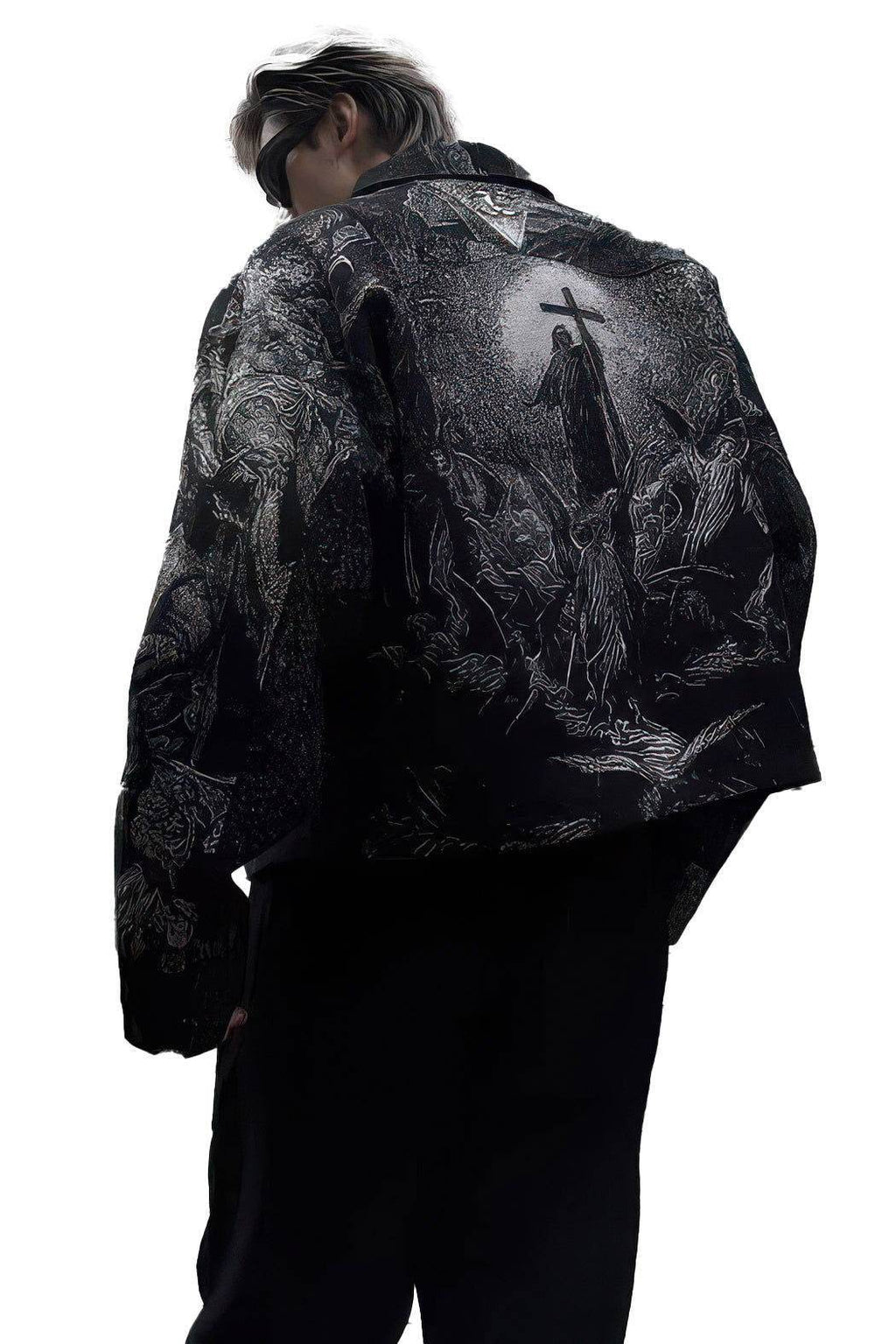 Avant-Garde Oversized Blazer - Textured Jacquard for Dark Fashion - URBANPICK FASHION