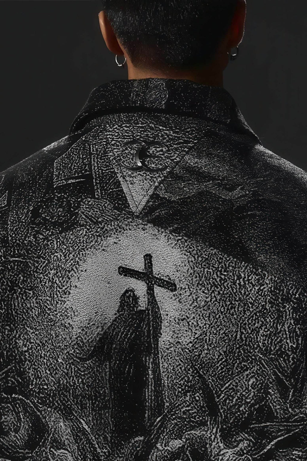 Avant-Garde Oversized Blazer - Textured Jacquard for Dark Fashion - URBANPICK FASHION