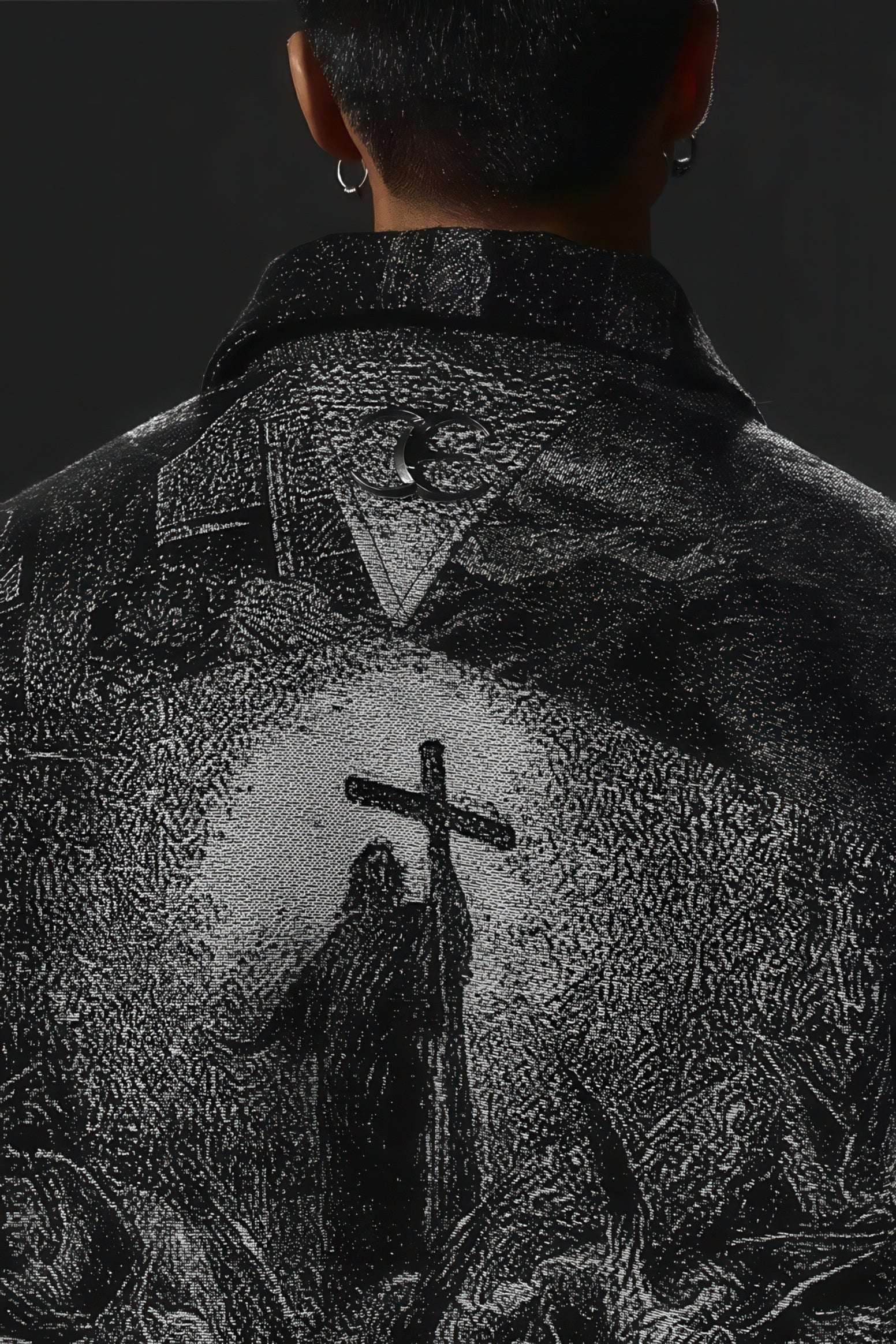 Avant-Garde Oversized Blazer - Textured Jacquard for Dark Fashion - URBANPICK FASHION