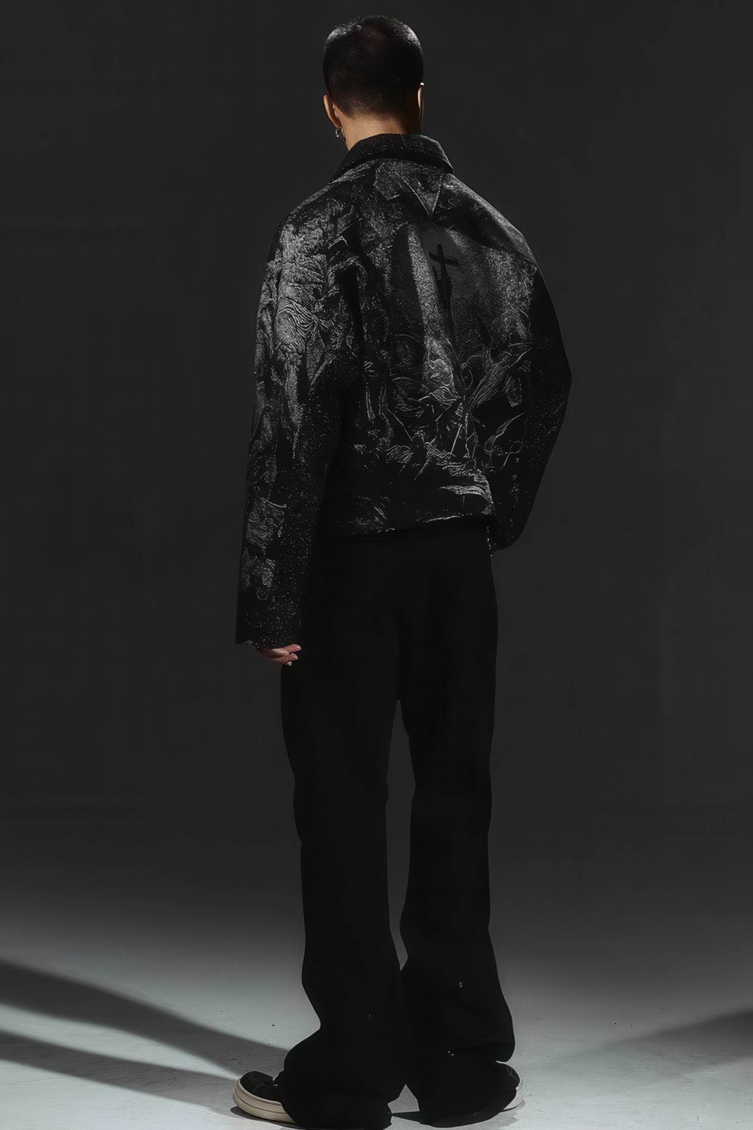 Avant-Garde Oversized Blazer - Textured Jacquard for Dark Fashion - URBANPICK FASHION