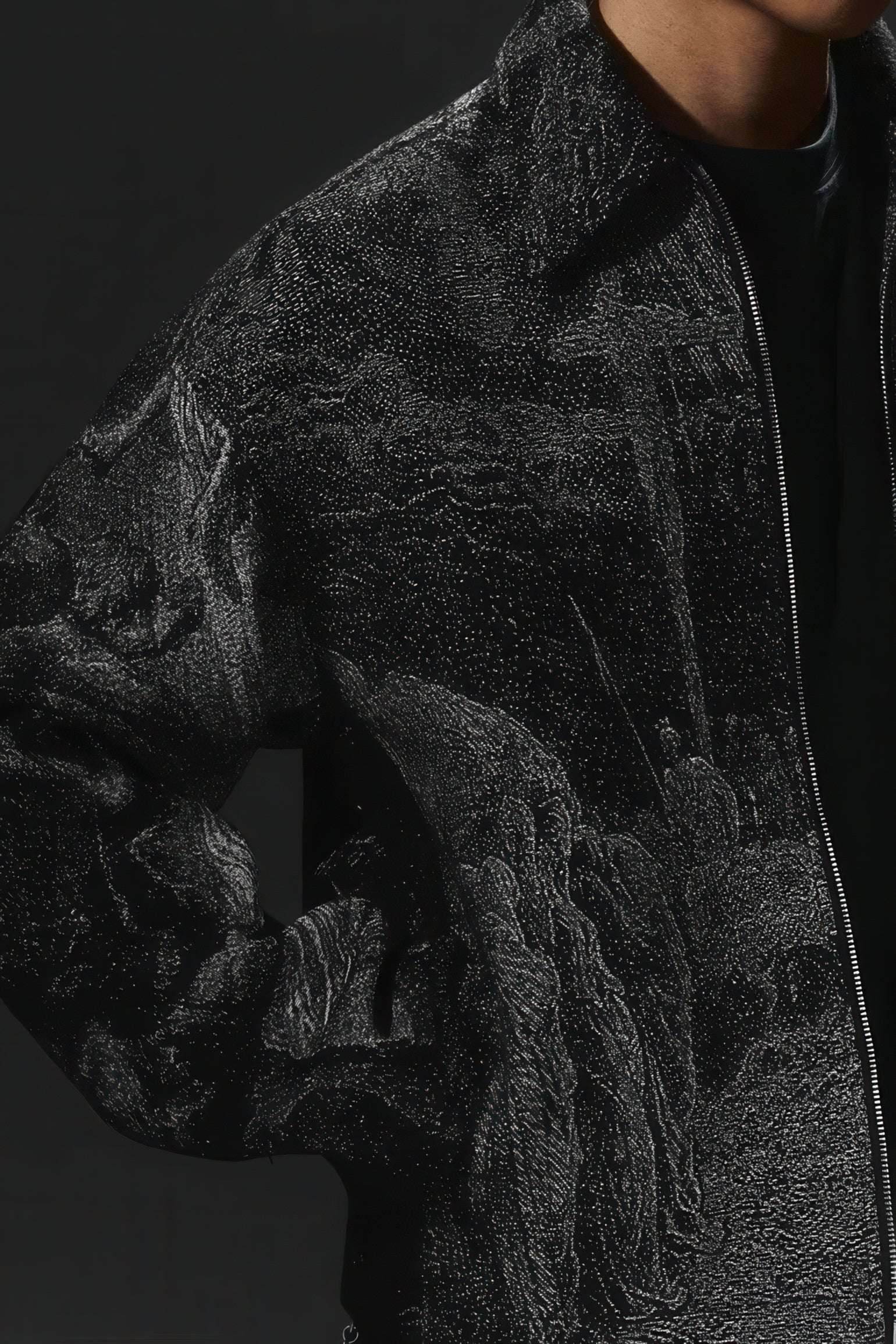 Avant-Garde Oversized Blazer - Textured Jacquard for Dark Fashion - URBANPICK FASHION