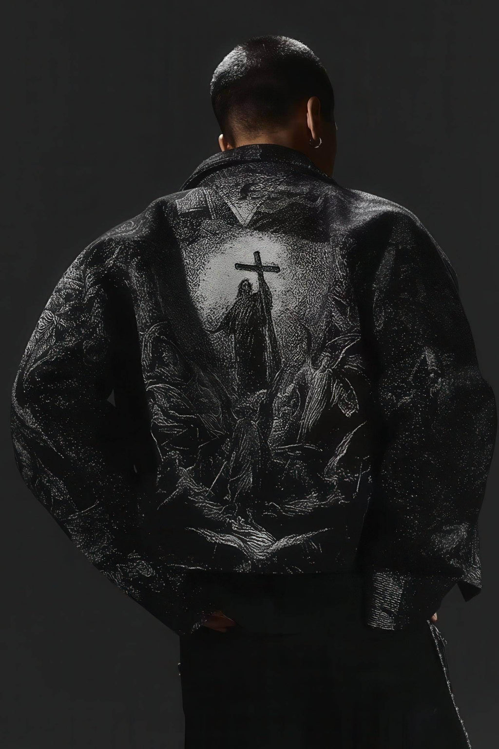 Avant-Garde Oversized Blazer - Textured Jacquard for Dark Fashion - URBANPICK FASHION
