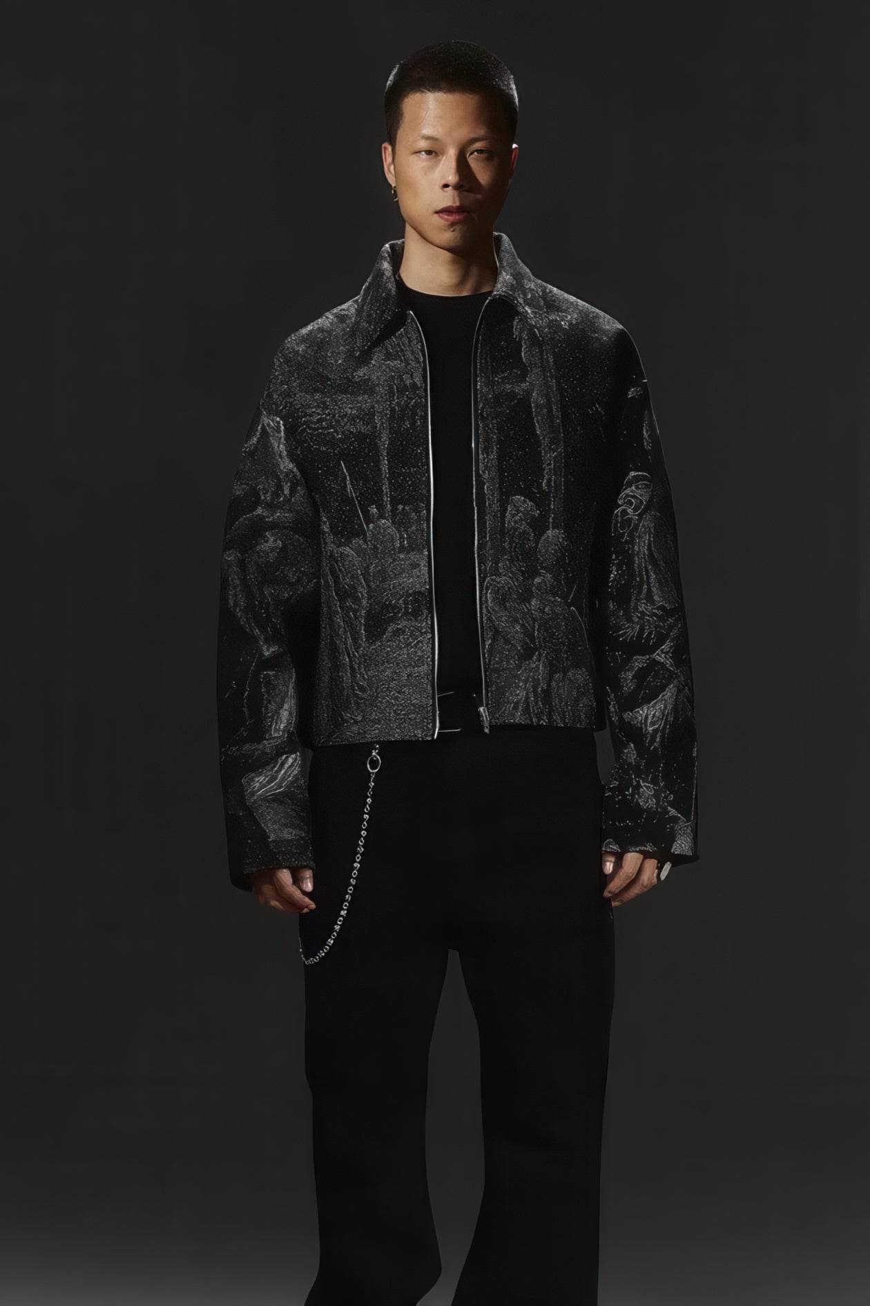 Avant-Garde Oversized Blazer - Textured Jacquard for Dark Fashion - URBANPICK FASHION