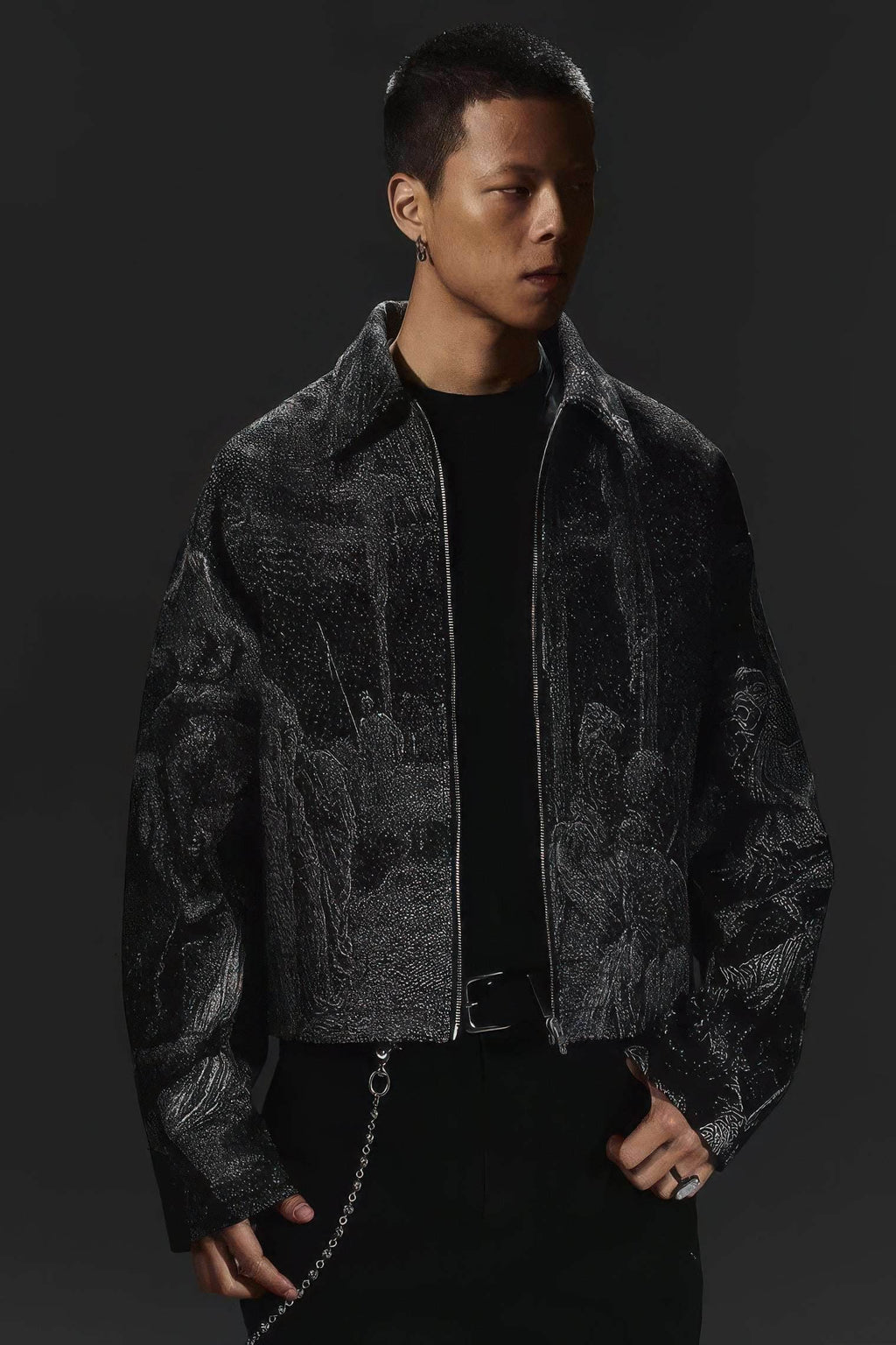 Avant-Garde Oversized Blazer - Textured Jacquard for Dark Fashion - URBANPICK FASHION