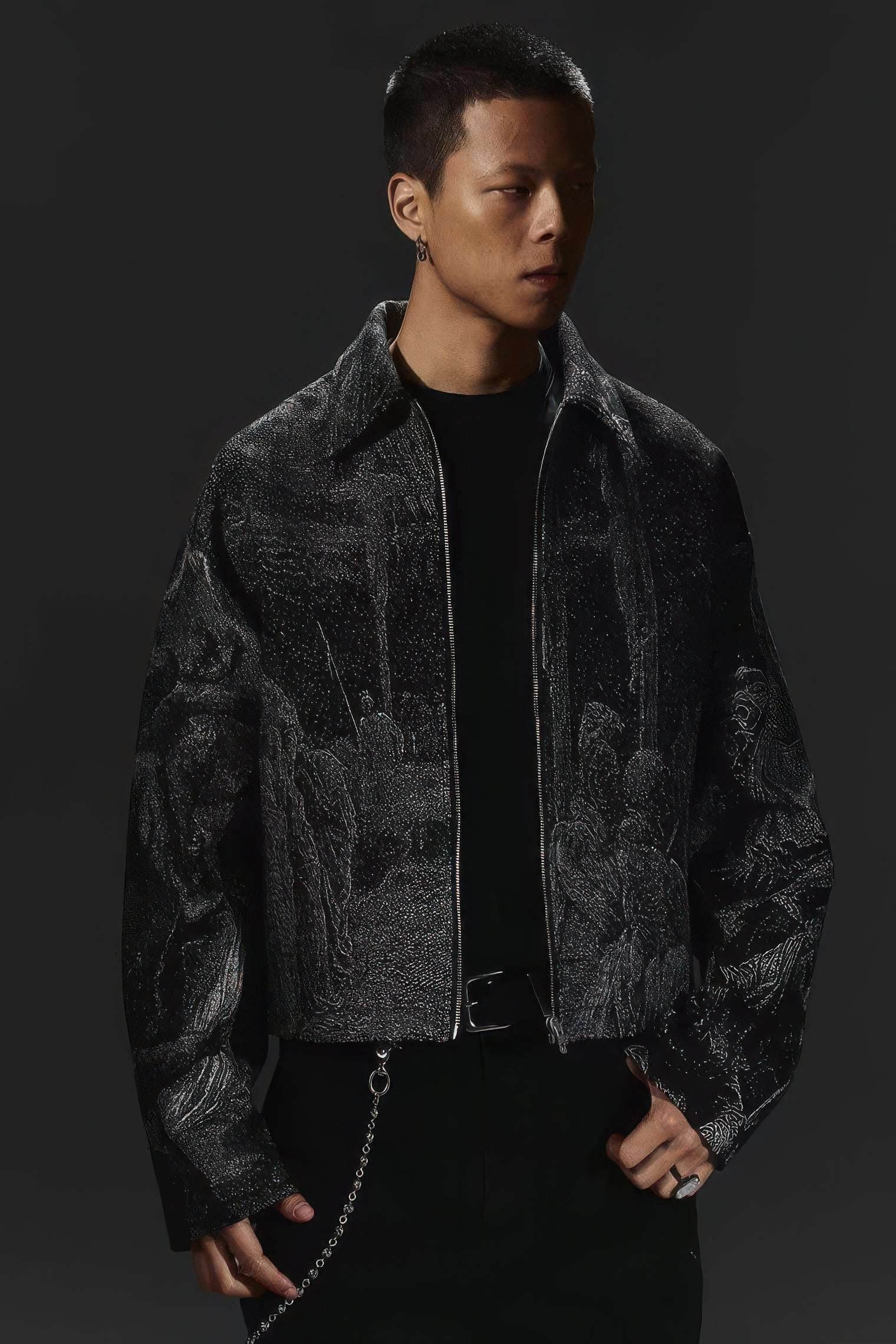 Avant-Garde Oversized Blazer - Textured Jacquard for Dark Fashion - URBANPICK FASHION