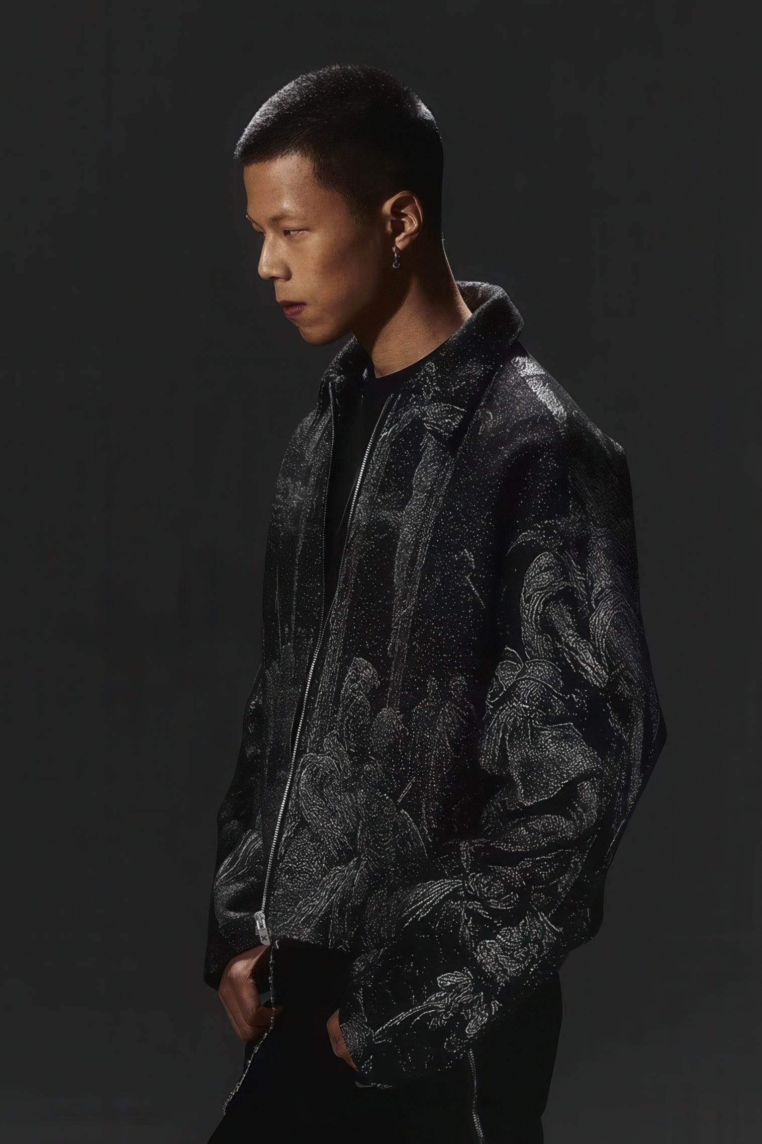 Avant-Garde Oversized Blazer - Textured Jacquard for Dark Fashion - URBANPICK FASHION