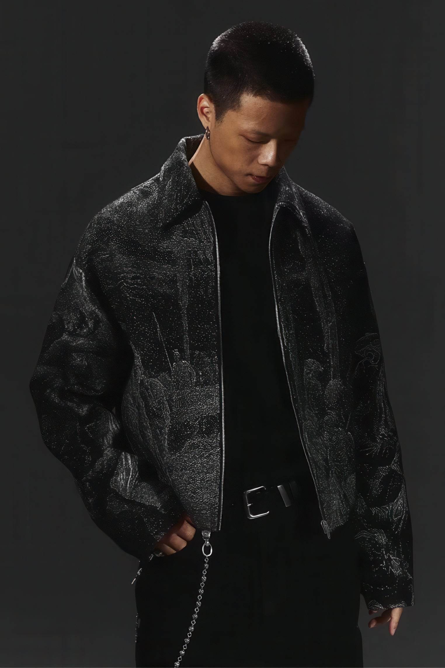 Avant-Garde Oversized Blazer - Textured Jacquard for Dark Fashion - URBANPICK FASHION