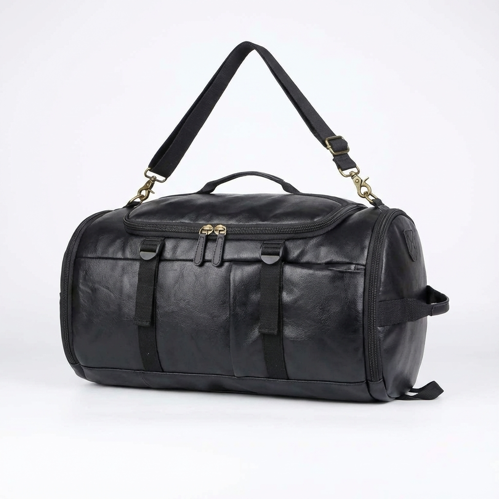 Men's Vegan Leather Duffel Bag – Convertible 40L Travel - URBANPICK FASHION