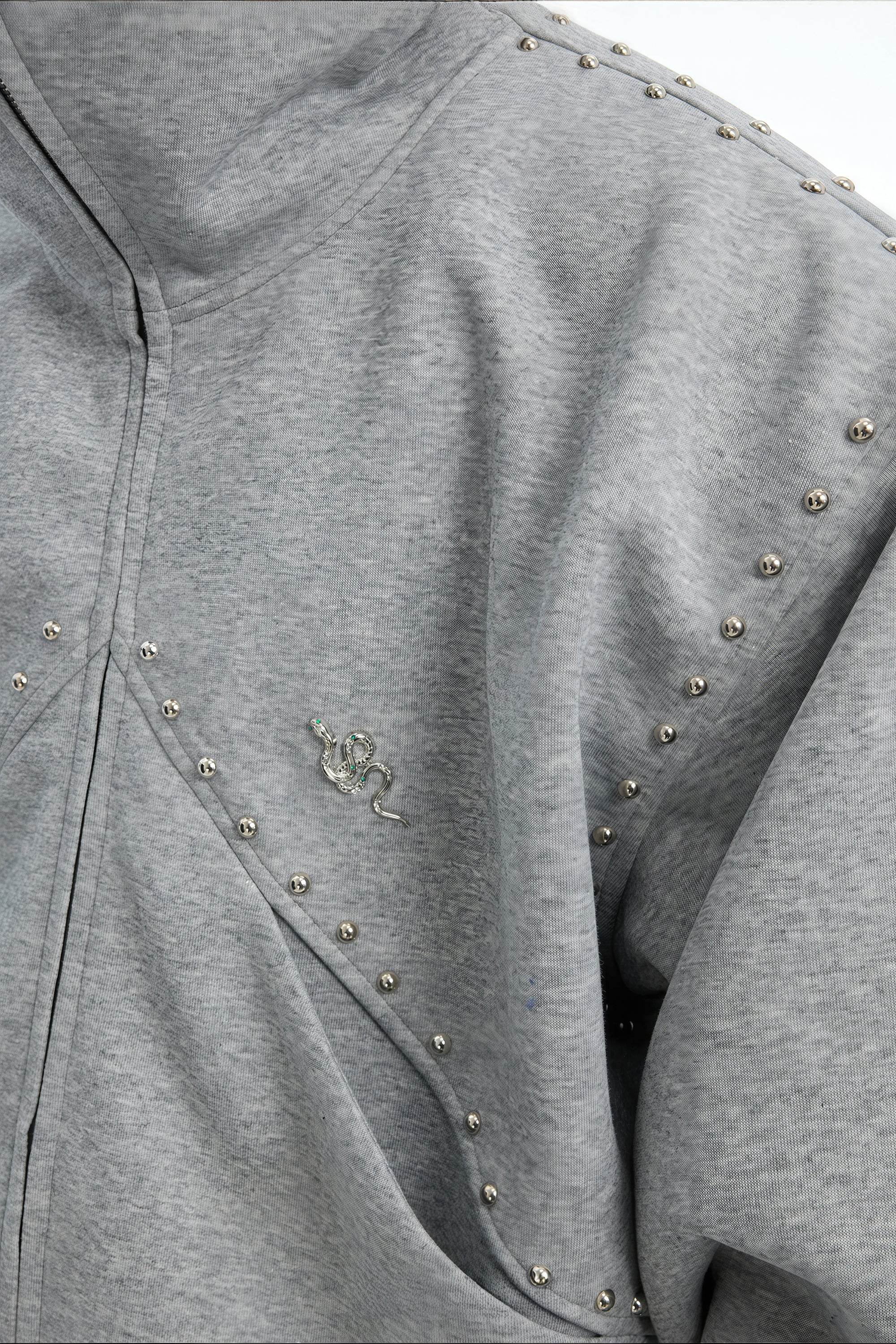 Doberman Dog Hooded Jacket with Rivet Accents - URBANPICK FASHION