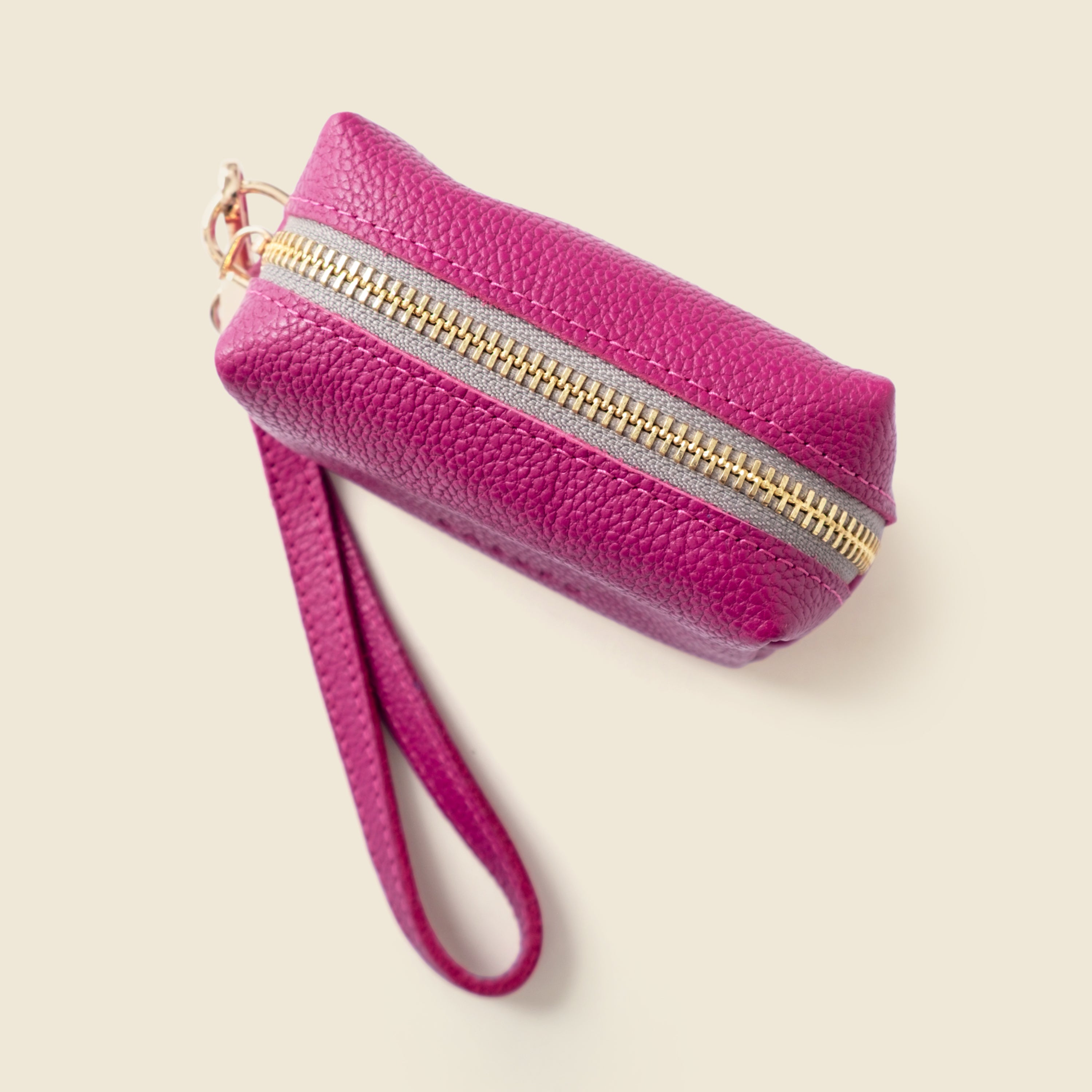 Mini Zipper Bag with Wristlet - Pink - URBANPICK FASHION