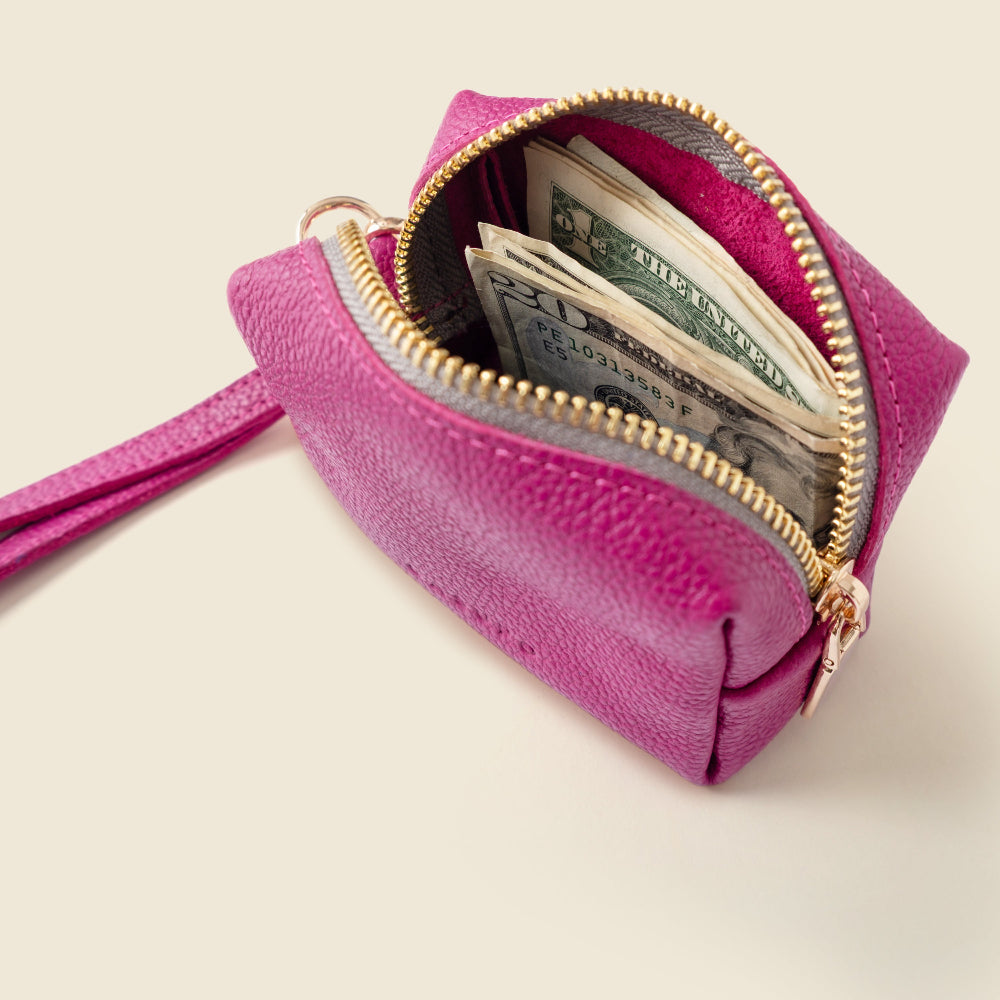 Mini Zipper Bag with Wristlet - Pink - URBANPICK FASHION