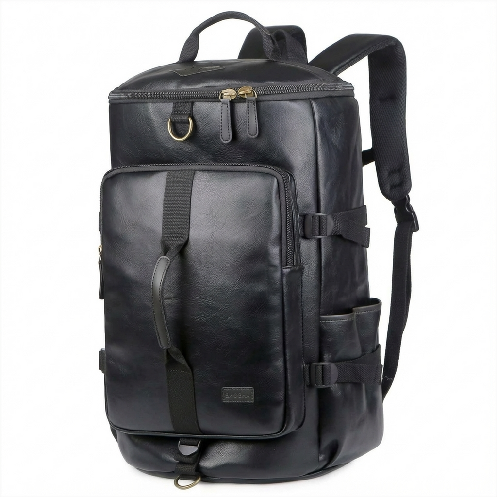 Men's Vegan Leather Duffel Bag – Convertible 40L Travel - URBANPICK FASHION