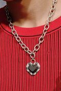 Concrete Heart Necklace – Unisex Grey Diamond Style - URBANPICK FASHION