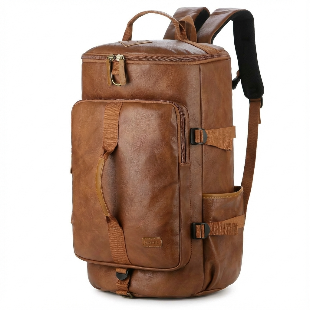 Men's Vegan Leather Duffel Bag – Convertible 40L Travel - URBANPICK FASHION