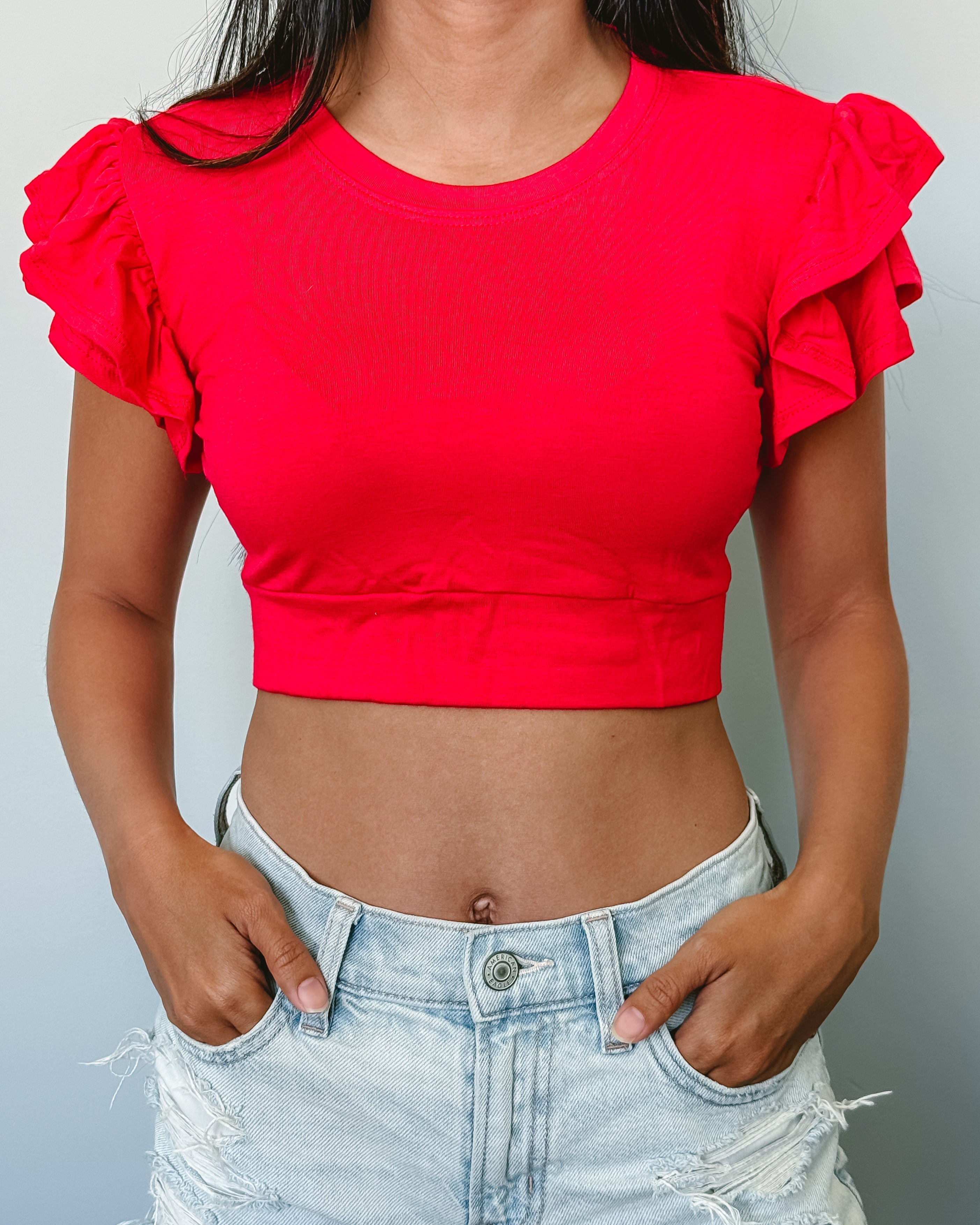 Ruffle Sleeve Halftee - URBANPICK FASHION