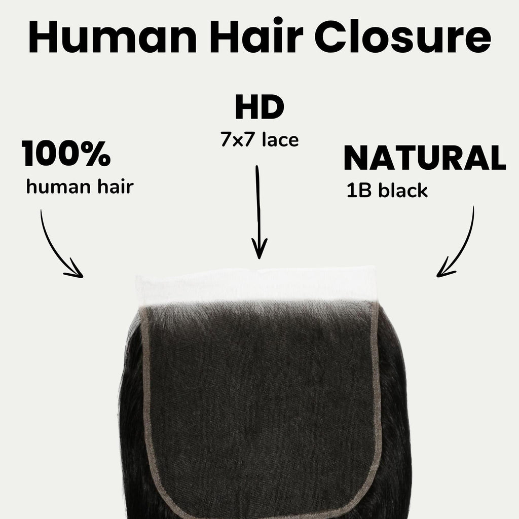 Jet Black Body Wave 7x7 HD Lace Human Hair Closure - URBANPICK FASHION