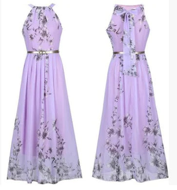 Sleeveless Floral Maxi Dress with Halter Neck Boho Style - URBANPICK FASHION