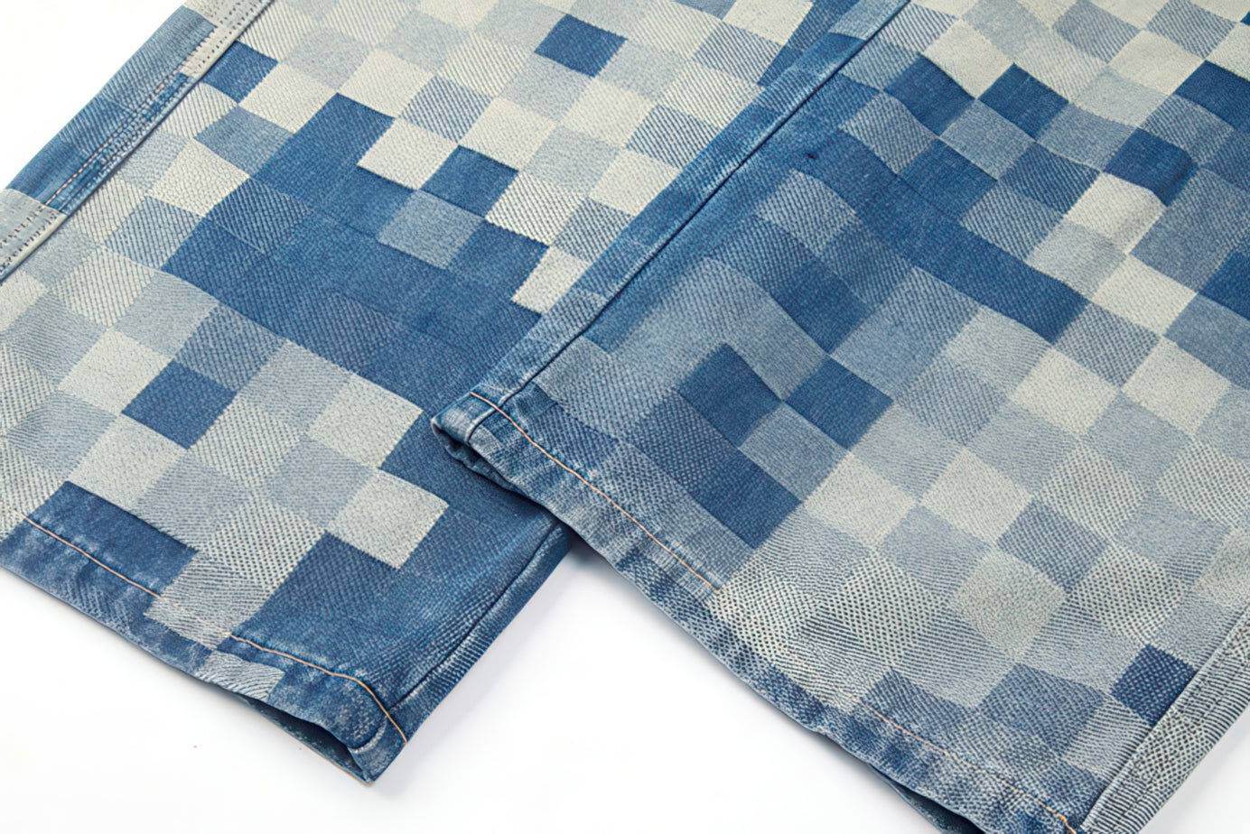 Plaid Patchwork Jeans - Oversized Wide-Leg Streetwear Pants - URBANPICK FASHION