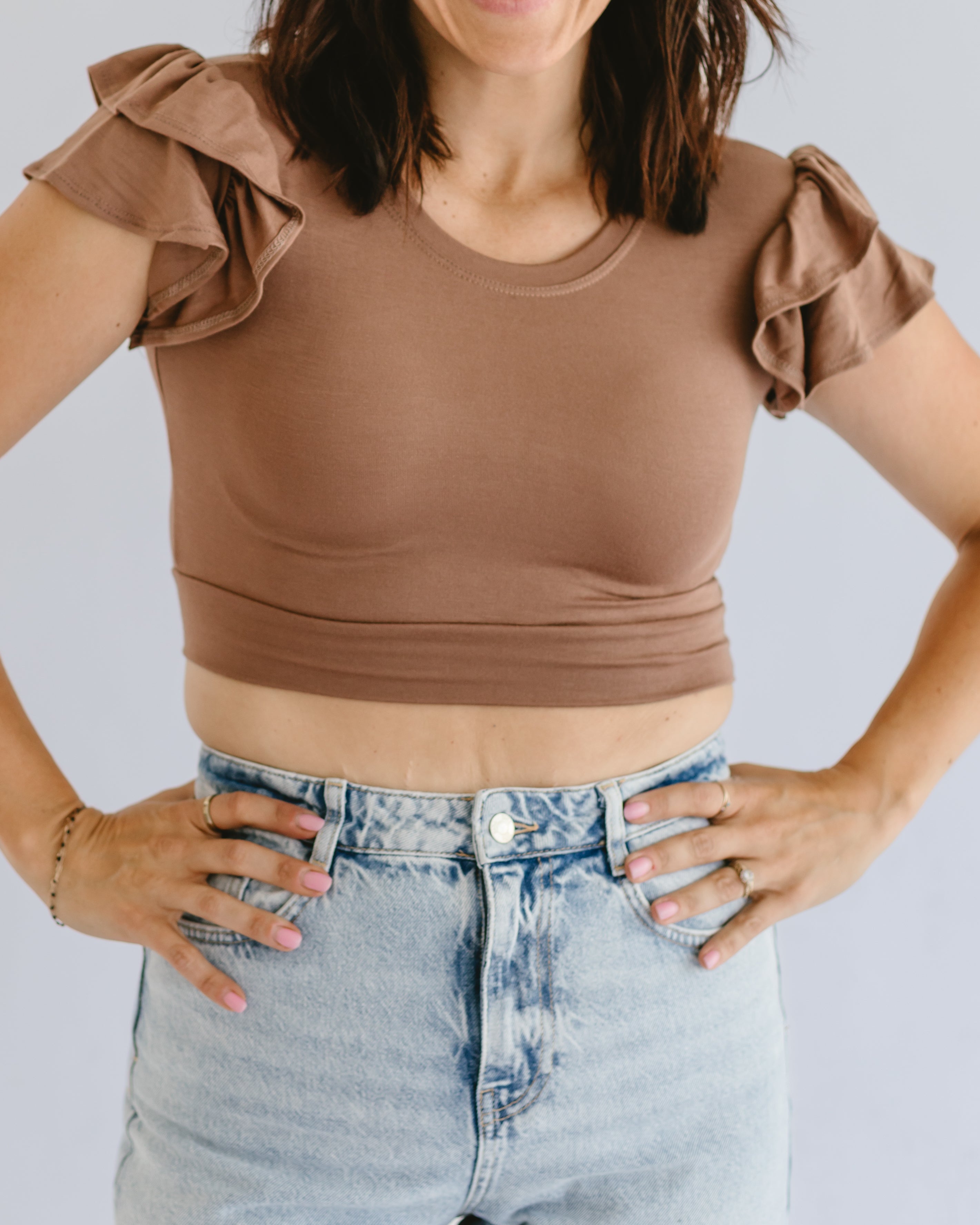 Ruffle Sleeve Halftee - URBANPICK FASHION