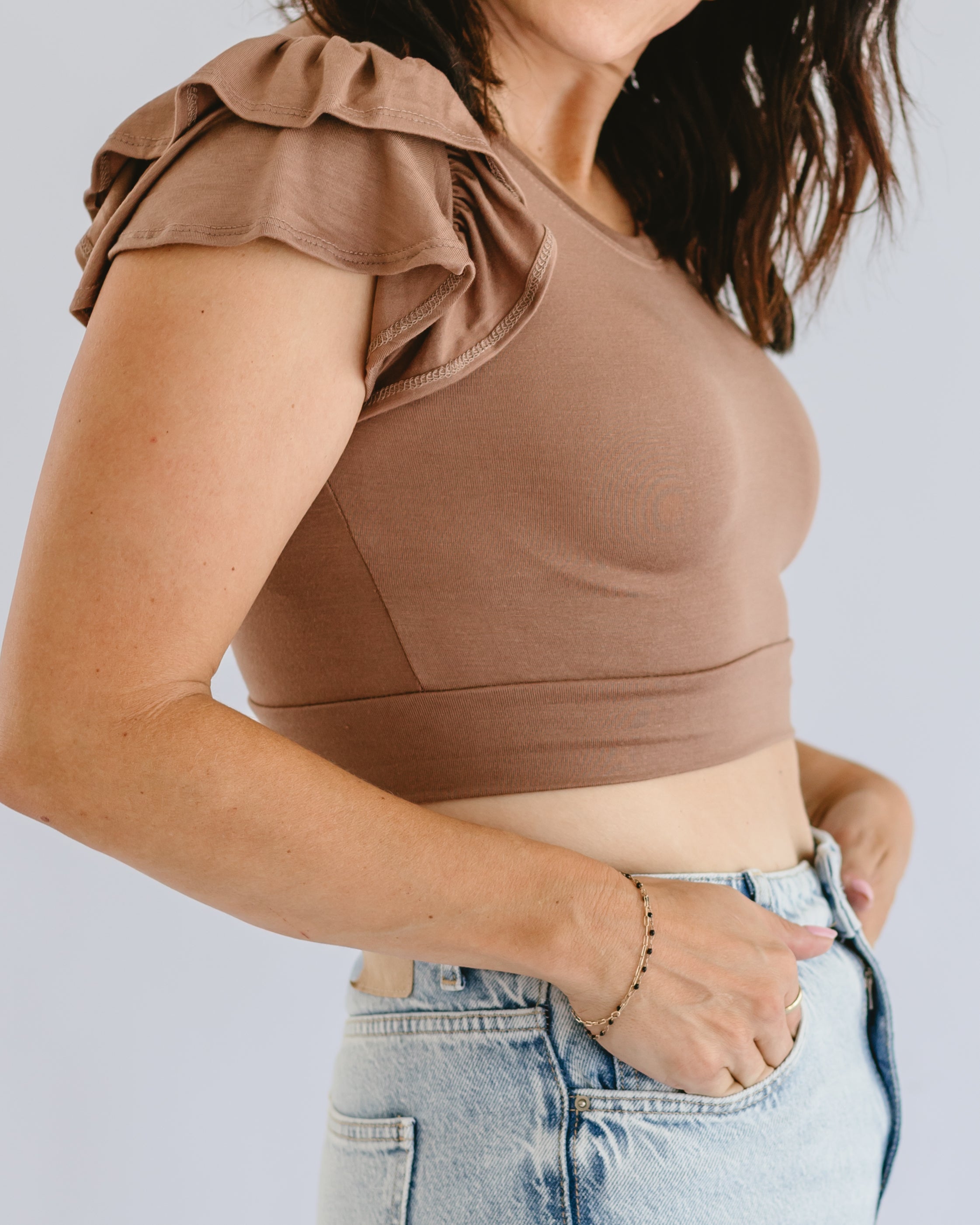 Ruffle Sleeve Halftee - URBANPICK FASHION