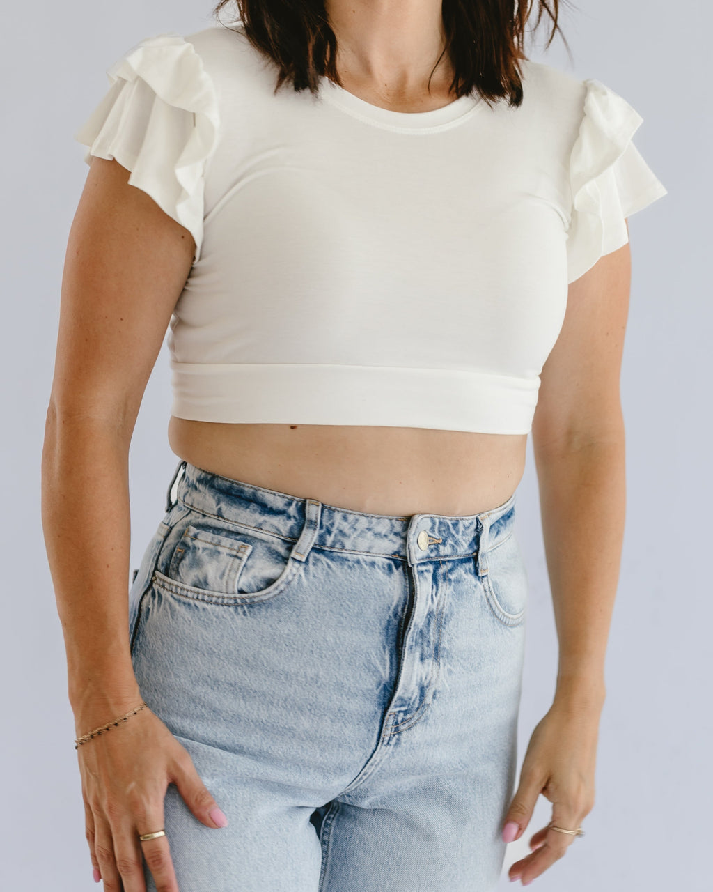 Ruffle Sleeve Halftee - URBANPICK FASHION