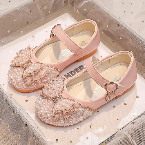 Children Princess Shoes Glitter Party Wedding Shoes for Girls Fashion Rhinestone Toddlers Ballet Flats Causal Kids Leather Shoes - URBANPICK FASHION