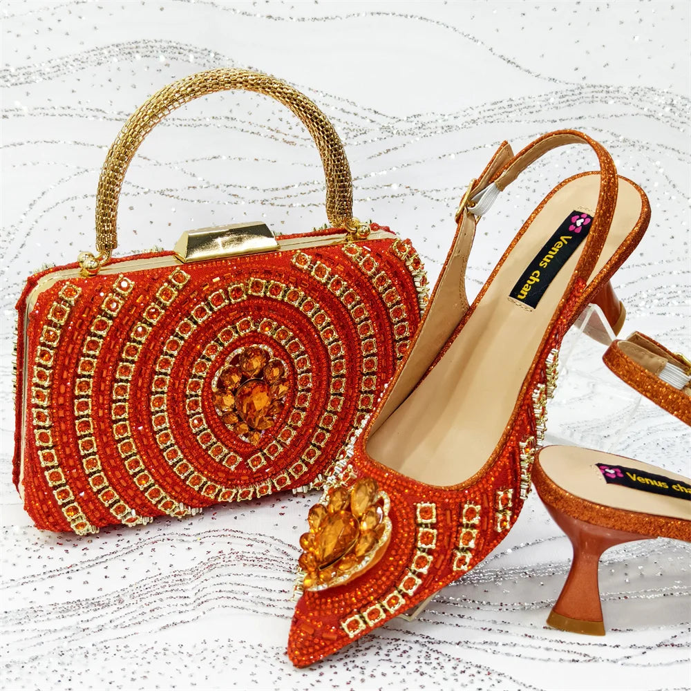 Italian Butter-fly Design Wedding Shoes with Bag Set EDS59 - URBANPICK FASHION