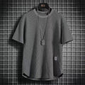 Men's Summer Trendy Simple Casual Short Sleeve T-shirts Y2K Harajuku Streetwear Appliques Tees Black White Round Neck Loose Tops - URBANPICK FASHION