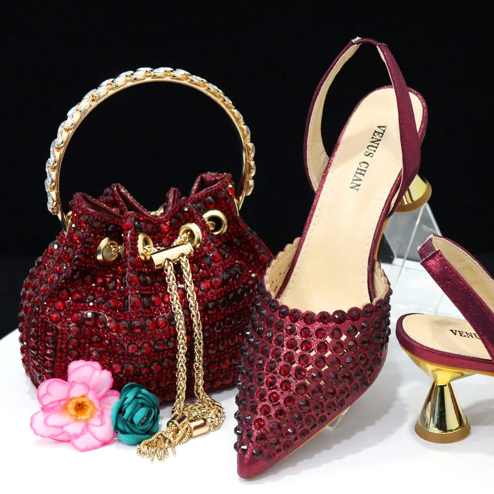 New Diamond Design Shoe and Bag Set - URBANPICK FASHION