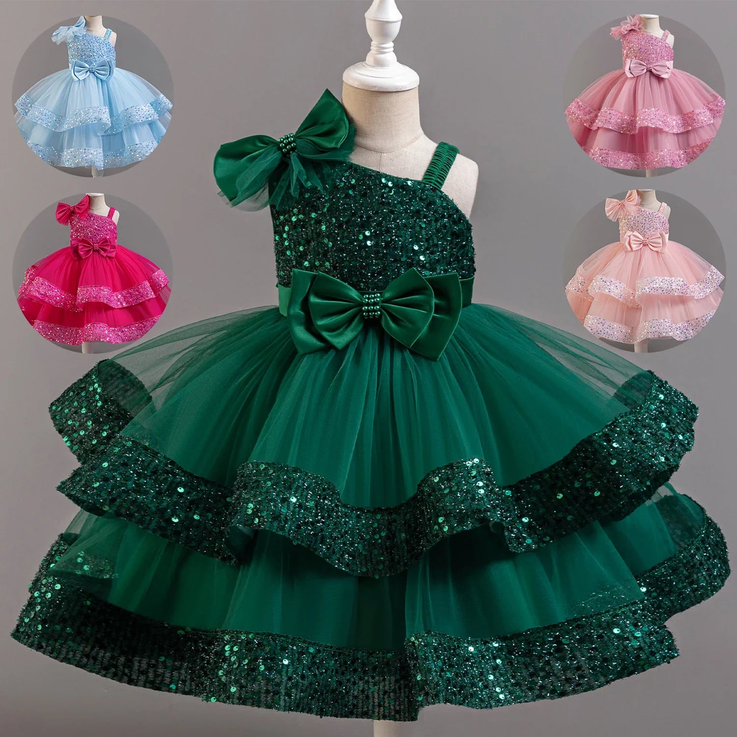 Flower Princess Sequins Baby Wedding Christmas Party Short Sleeveless Dress Birthday Party Wedding Flower Girl Sweet Cute Dress - URBANPICK FASHION