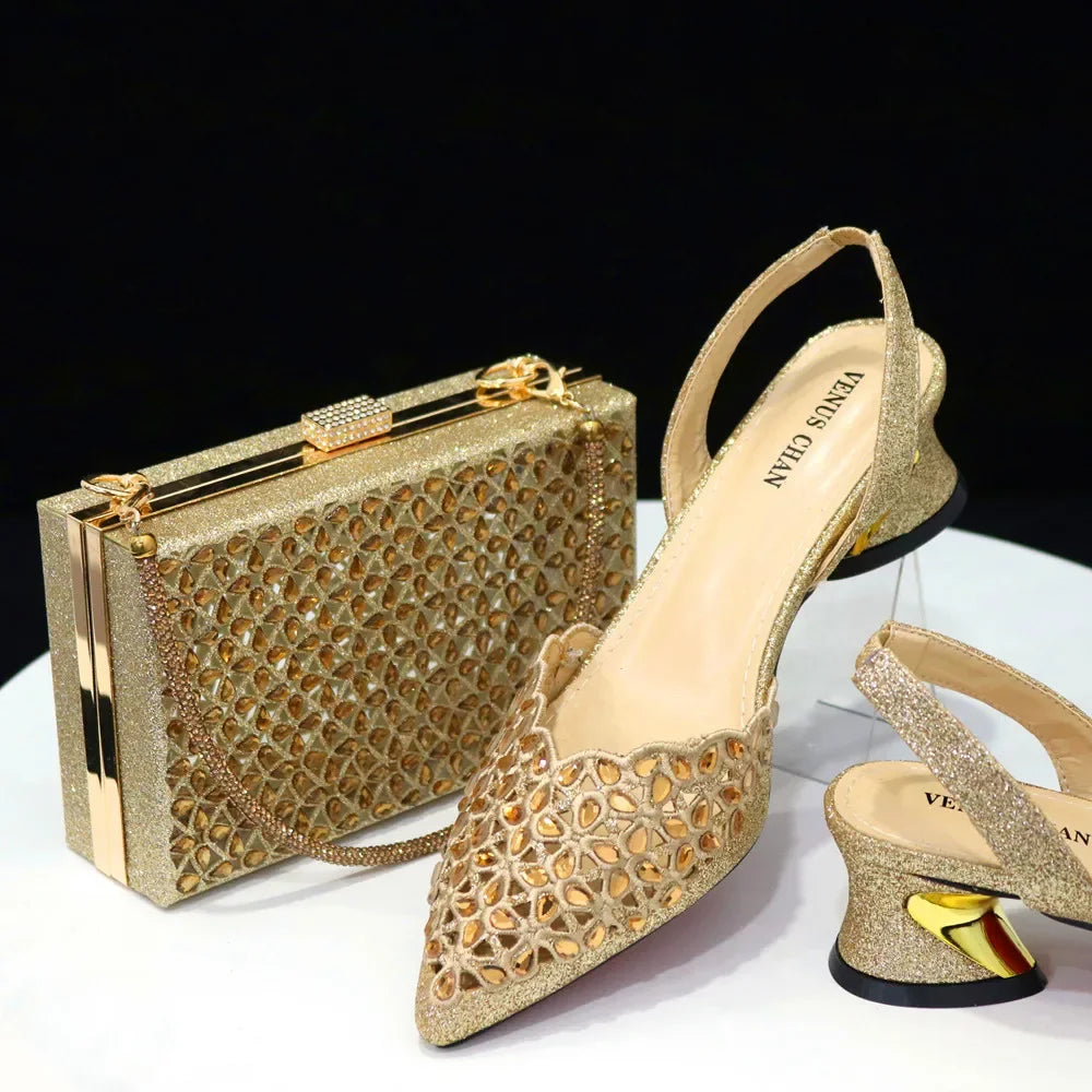 New Low Heel Pointed-Toe Shoes and Bags Set - URBANPICK FASHION