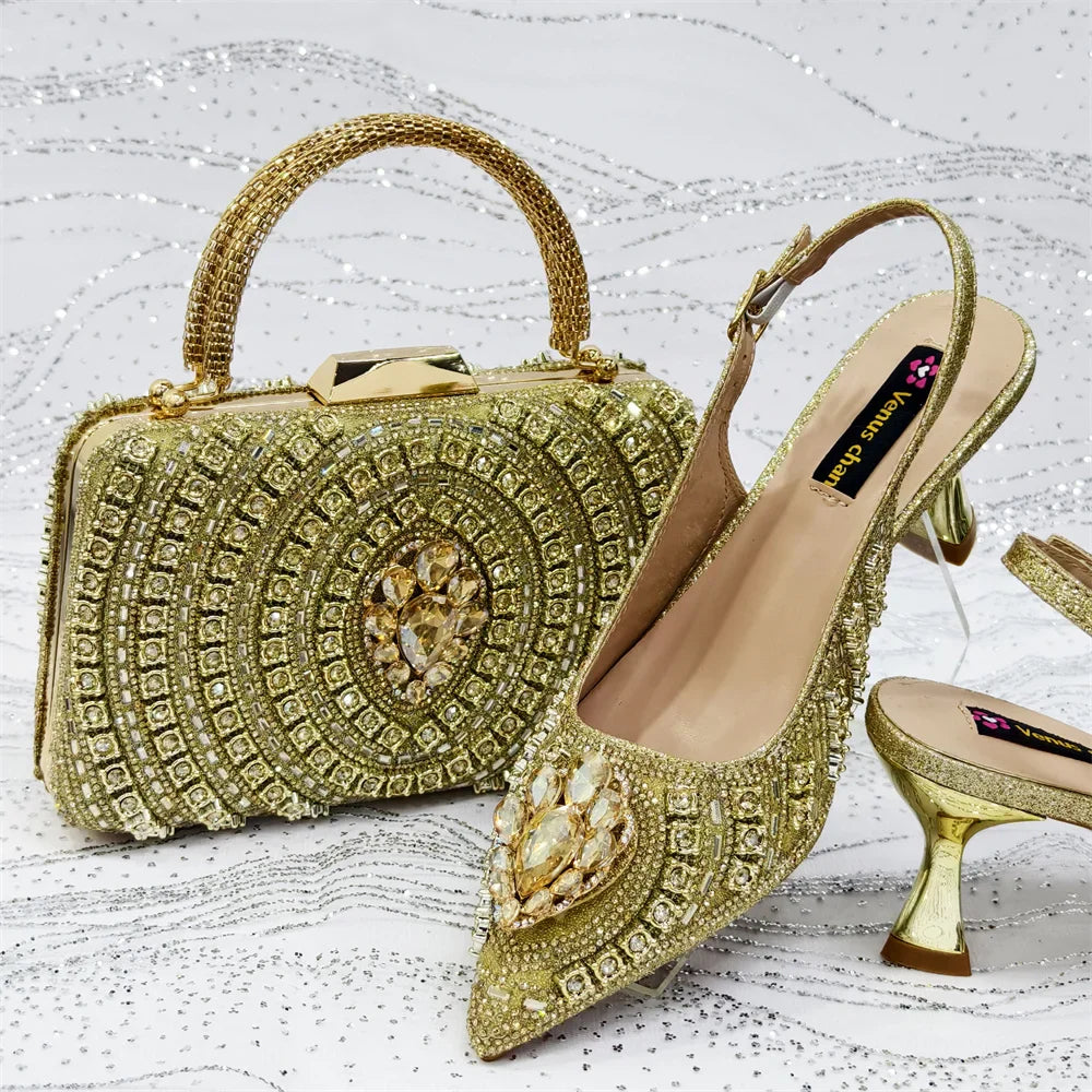 Italian Butter-fly Design Wedding Shoes with Bag Set EDS59 - URBANPICK FASHION