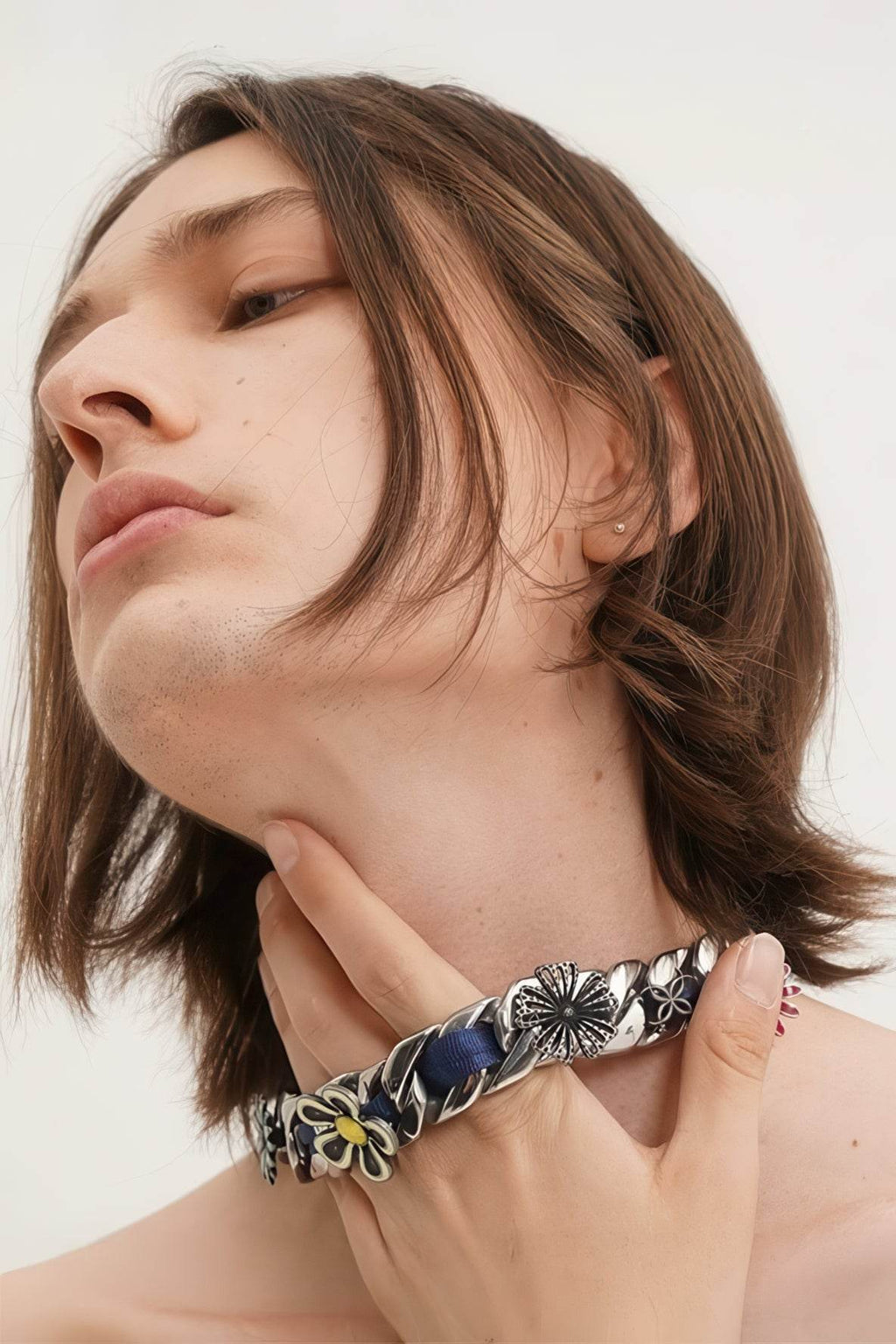 Satin Floral Cuban Chain - Unisex Ribbon Necklace Statement Piece - URBANPICK FASHION