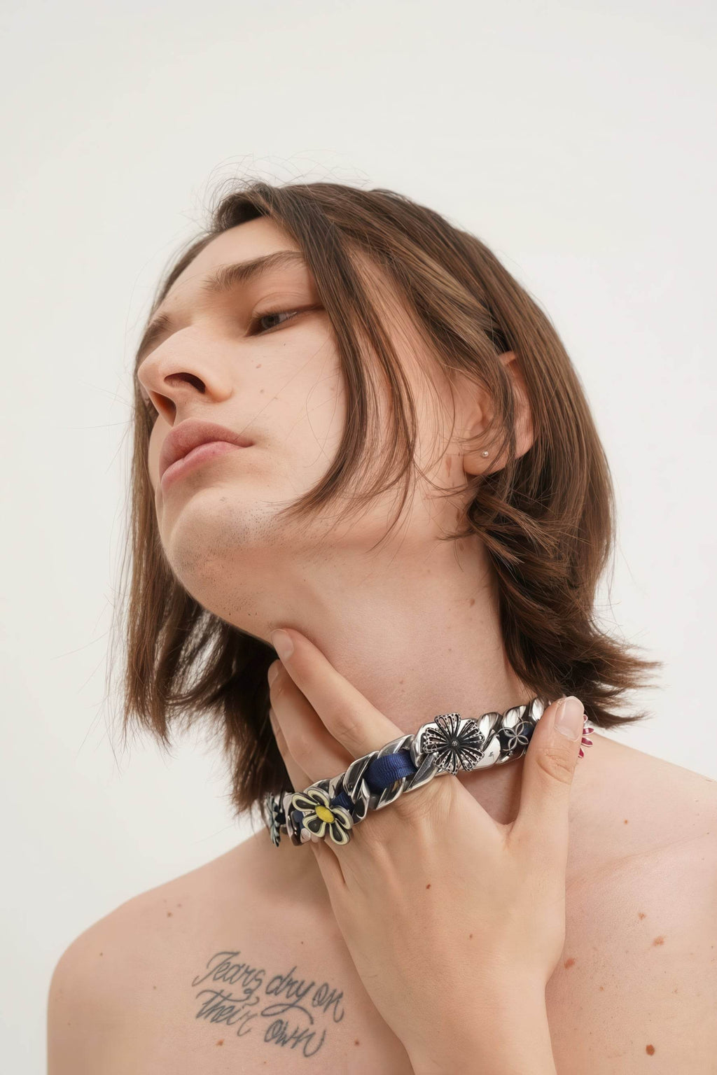 Satin Floral Cuban Chain - Unisex Ribbon Necklace Statement Piece - URBANPICK FASHION