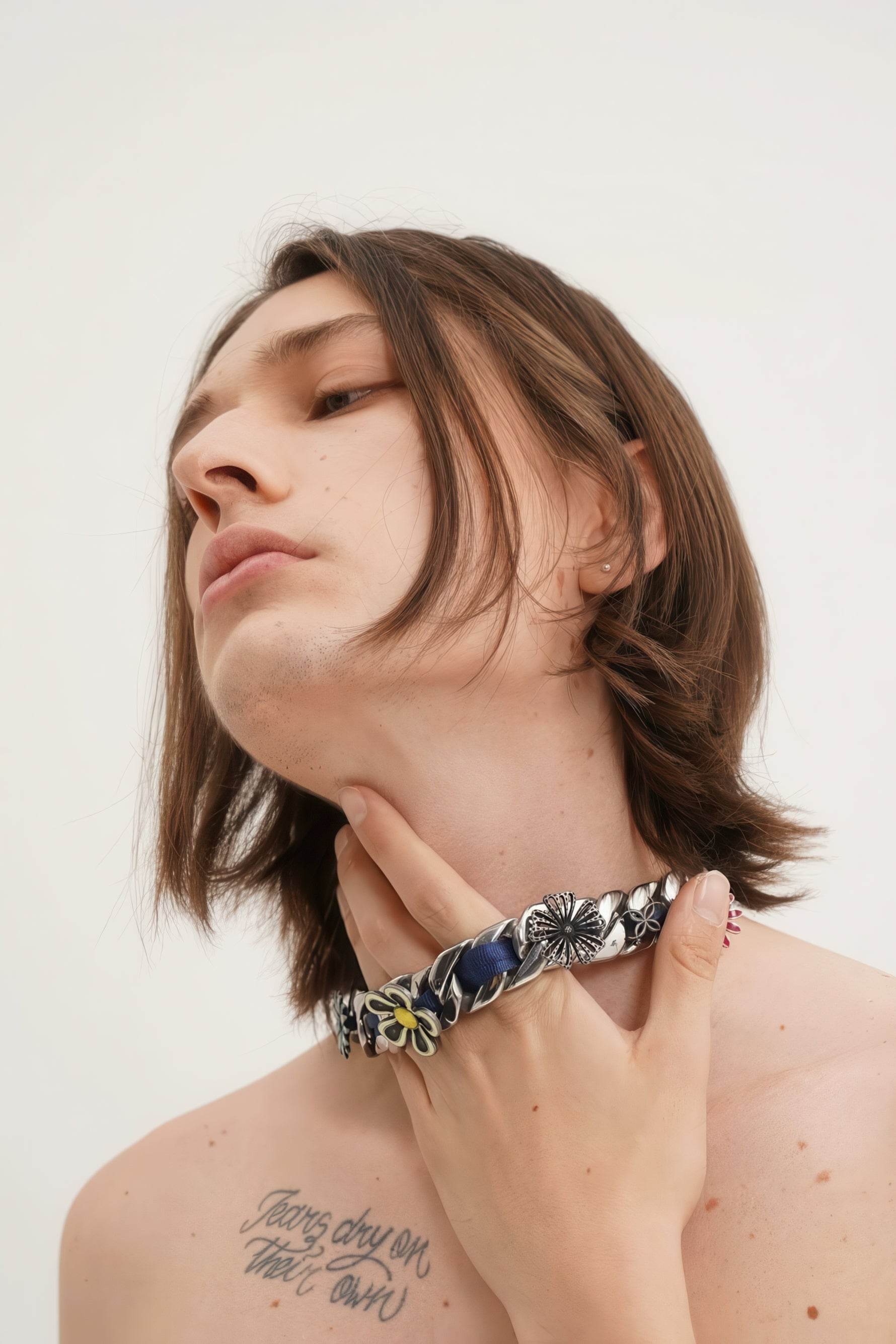 Satin Floral Cuban Chain - Unisex Ribbon Necklace Statement Piece - URBANPICK FASHION